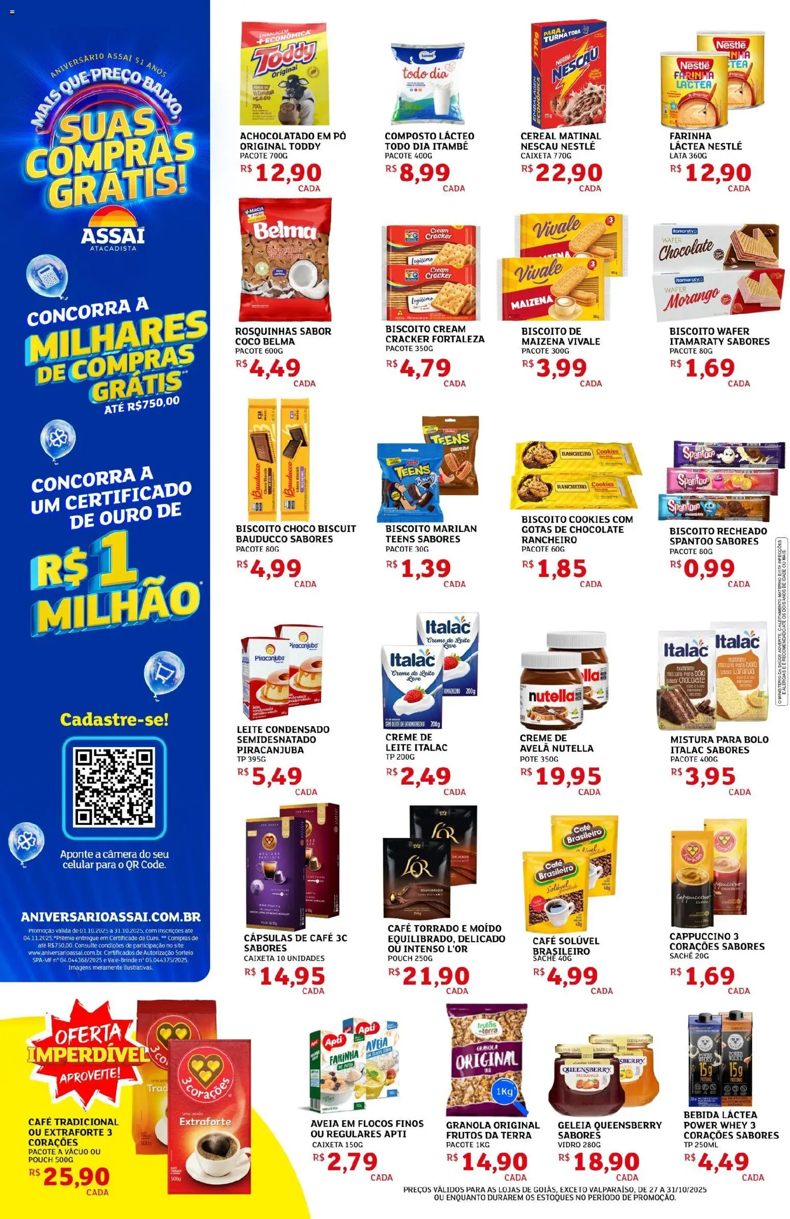 Assaí Atacadista Folheto - válido de 27.10.2025 | Página: 2 | Produtos: Cálcio, Bebida, Creme de leite, Biscoito recheado