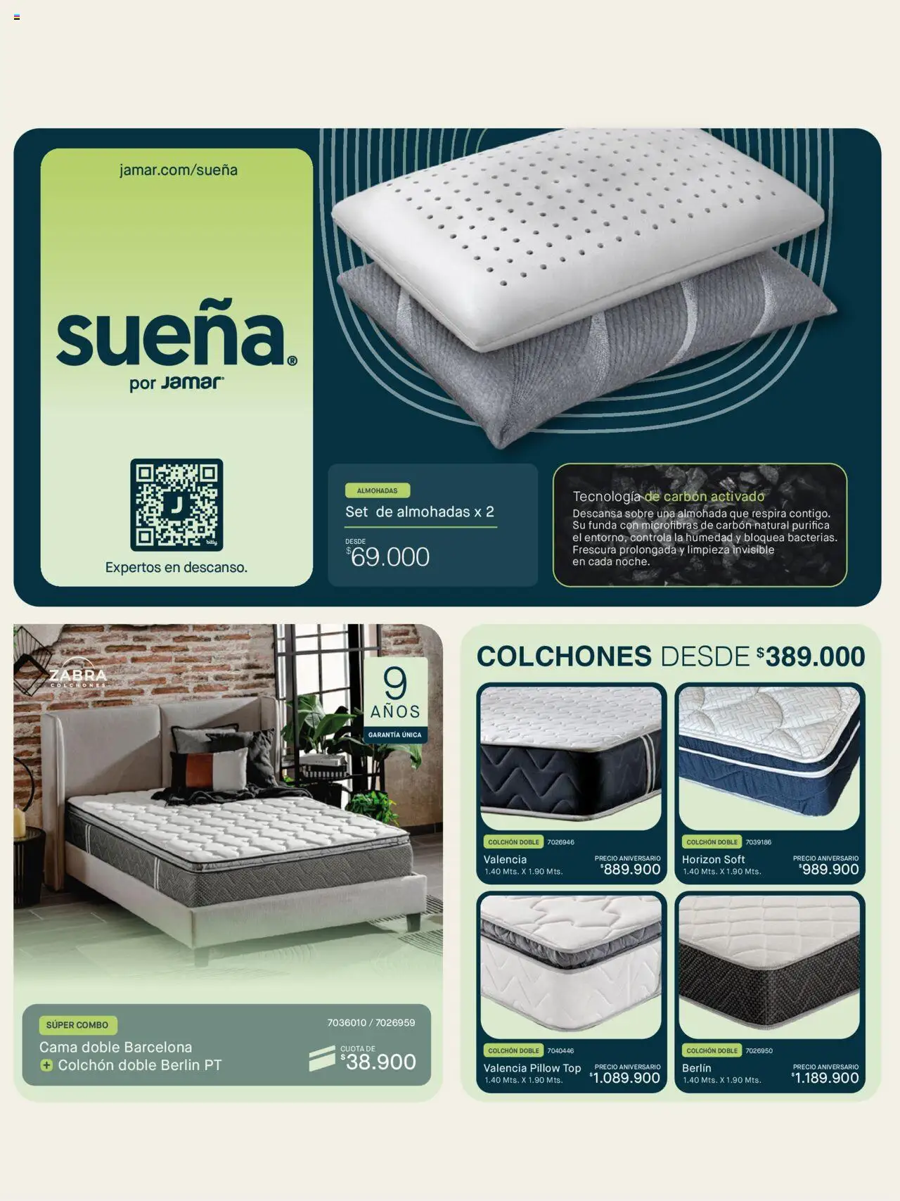 Muebles jamar revista - valida desde el 30.09.2025 | Página: 14 | Productos: Cama, Colchón, Almohada, Top