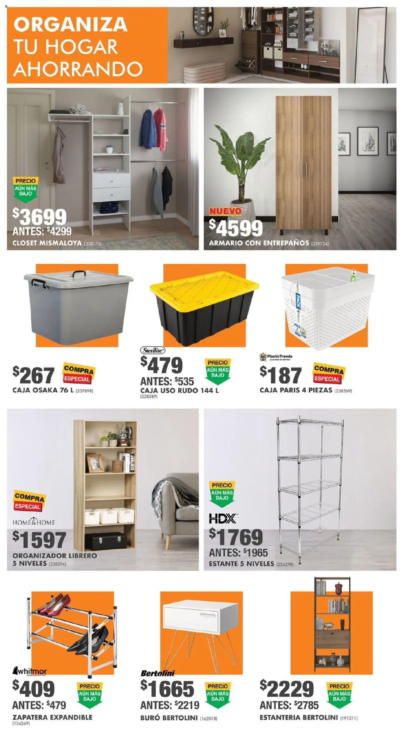 Nuevas ofertas de Home Depot válidas en toda la República Mexicana desde el 04.12.2025. ¡Encuentra las mejores ofertas en Home Depot catálogo! | Página: 8 | Productos: Estante, Organizador, Buró, Caja