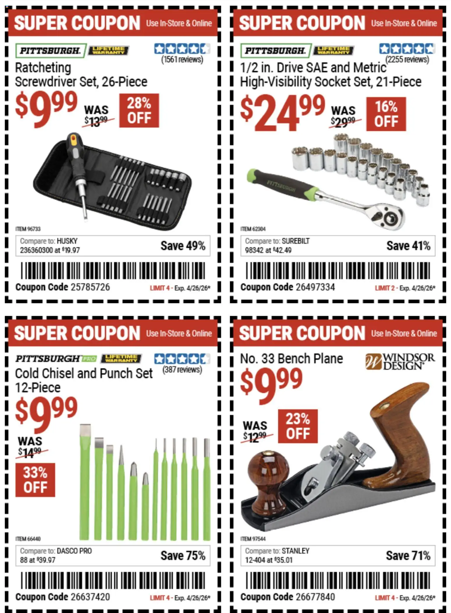 Harbor Freight Weekly Ad - valid from 14.04.2026 | Page: 17 | Products: Socket, Screwdriver, Chisel