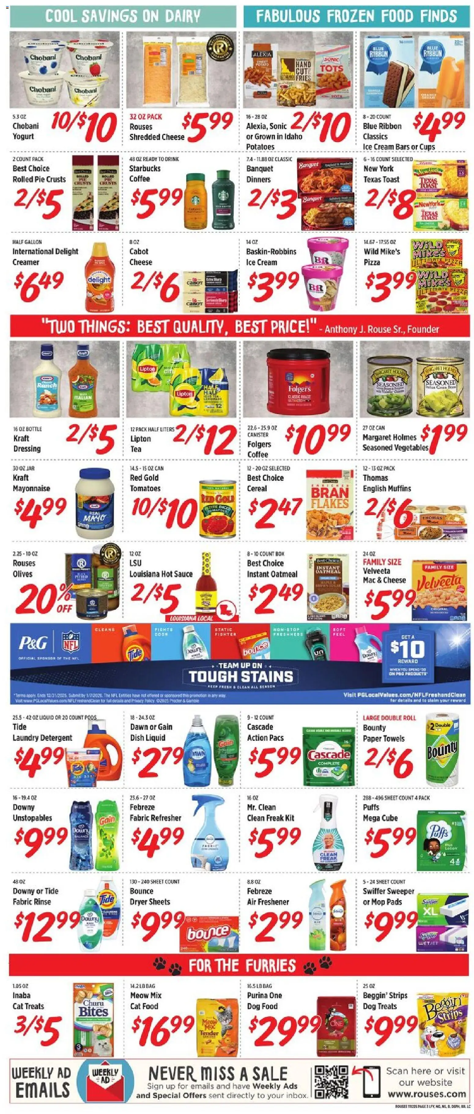 Rouses Weekly Ad - LA - valid from 12.11.2025 | Page: 5 | Products: Dog Treats, Pizza, Ice cream, Sauce