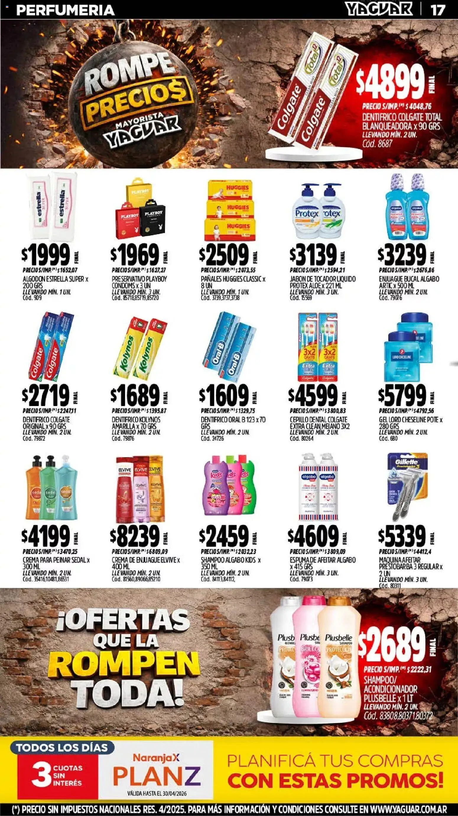 Yaguar - Oferta Semanal Córdoba │ válido desde el 20.04.2026 | Página: 17 | Productos: Cepillo, Jabón, Pañales, Crema
