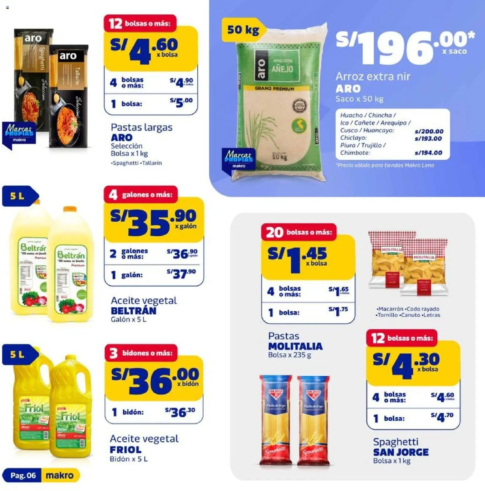 Catálogo Makro válido desde 26.02.2026 | Página: 6 | Productos: Aceite, Arroz, Saco, Bolsa