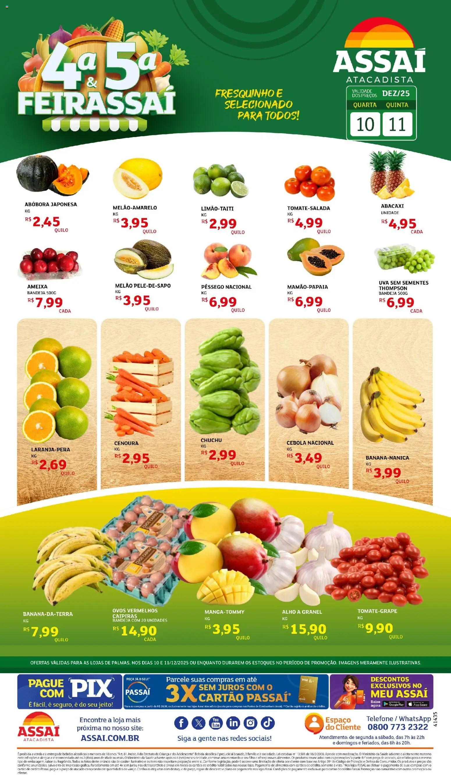 Assaí Atacadista Folheto - válido de 10.12.2025 | Página: 1 | Produtos: Pêssego, Abacaxi, Telefone, Ameixa
