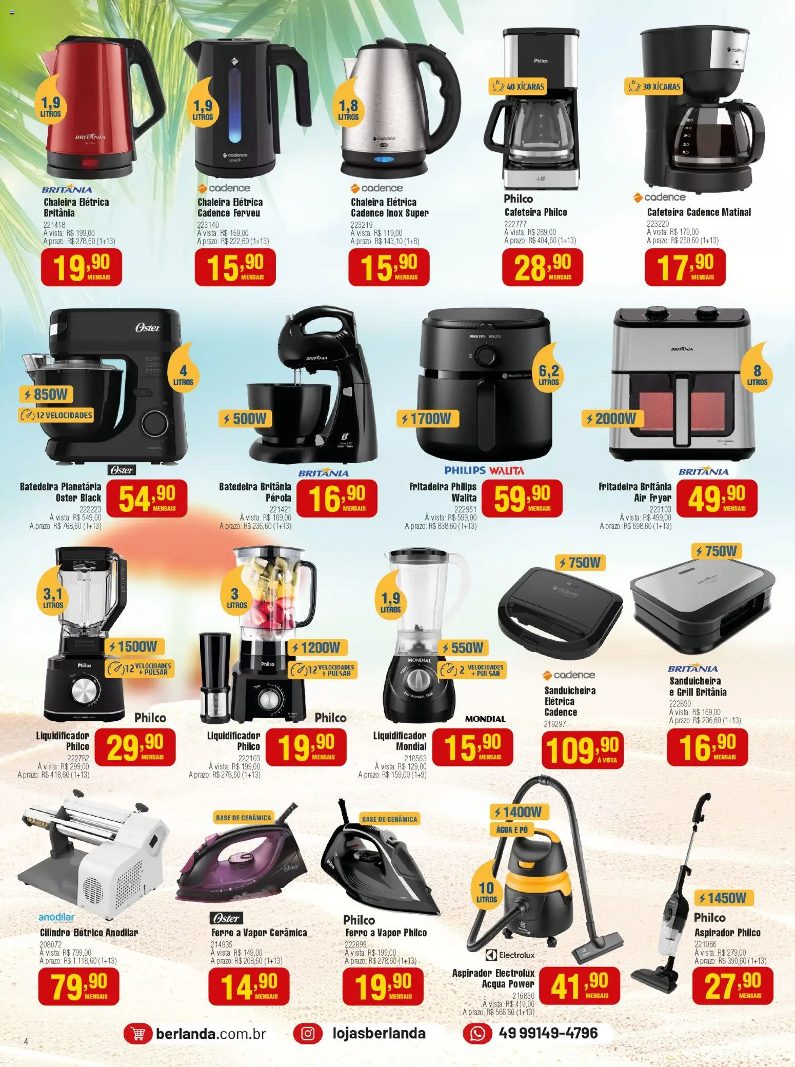 Berlanda Folheto - válido de 26.01.2026 | Página: 4 | Produtos: Chaleira elétrica, Pó, Liquidificador, Cafeteira