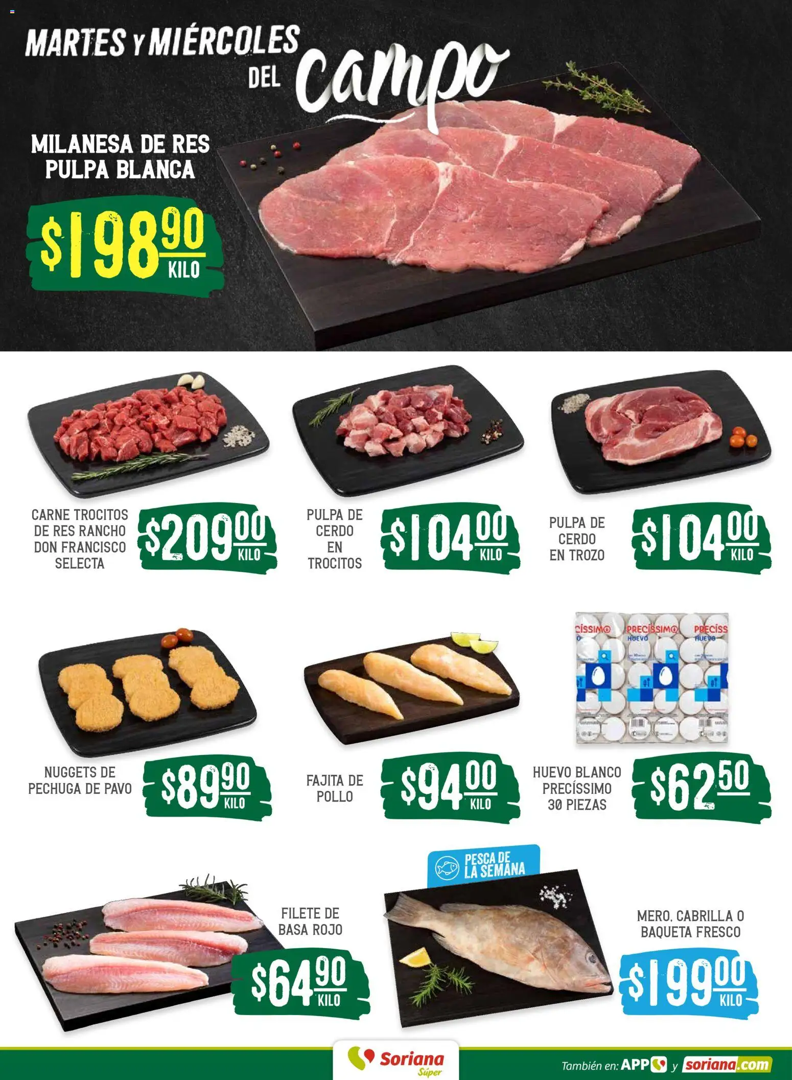 Nuevas ofertas de Soriana válidas en toda la República Mexicana desde el 14.04.2026. ¡Encuentra las mejores ofertas en Soriana Martes y Miércoles del Campo Súper: Ver, Tab, Chis, Camp, Yuc y Q. Roo! | Página: 4 | Productos: Pollo, Milanesa, Huevo, Cerdo