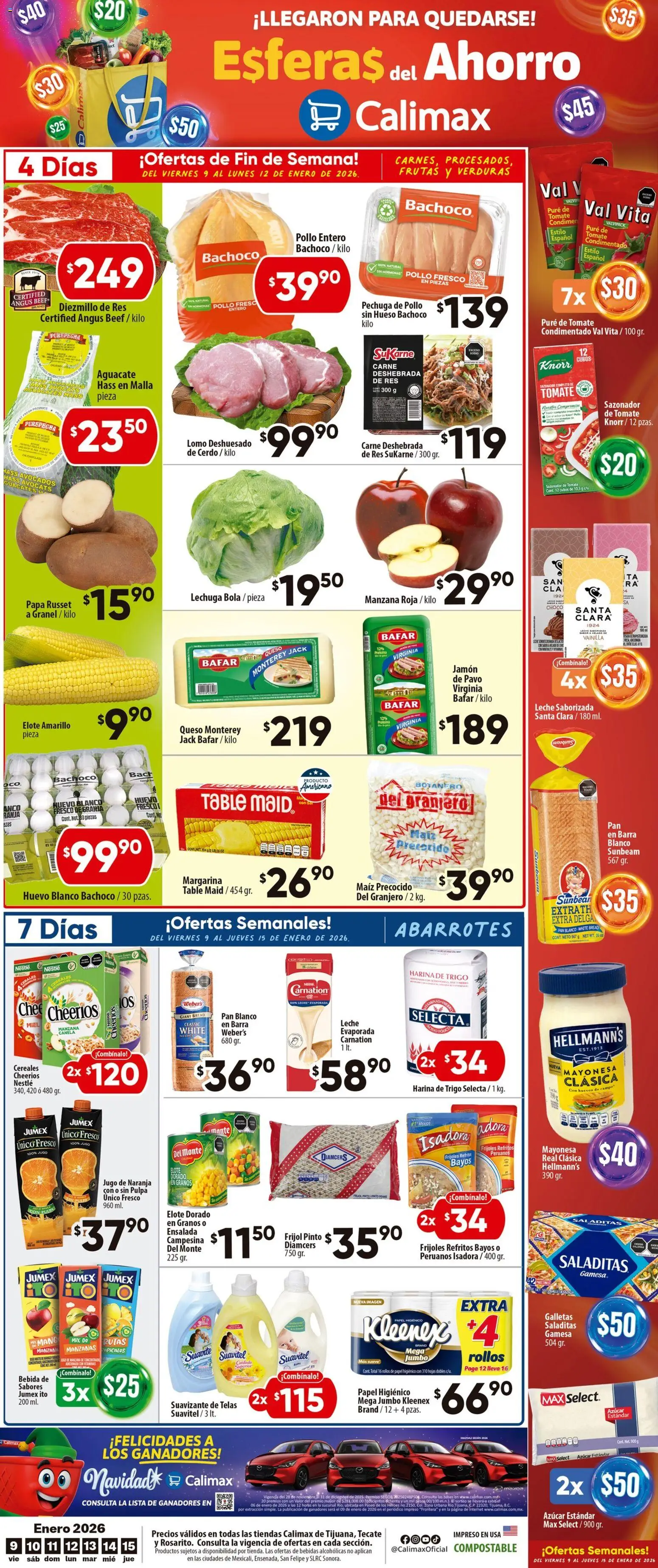 Nuevas ofertas de Calimax válidas en toda la República Mexicana desde el 09.01.2026. ¡Encuentra las mejores ofertas en Calimax folleto Tijuana! | Página: 1 | Productos: Jugo, Pure de Tomate, Galletas, Helado