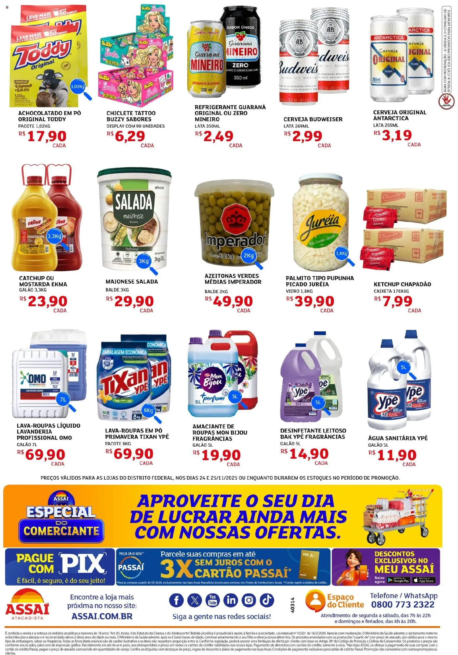 Assaí Atacadista Folheto - válido de 24.11.2025 | Página: 2 | Produtos: Pó, Guaraná, Cálcio, Desinfetante