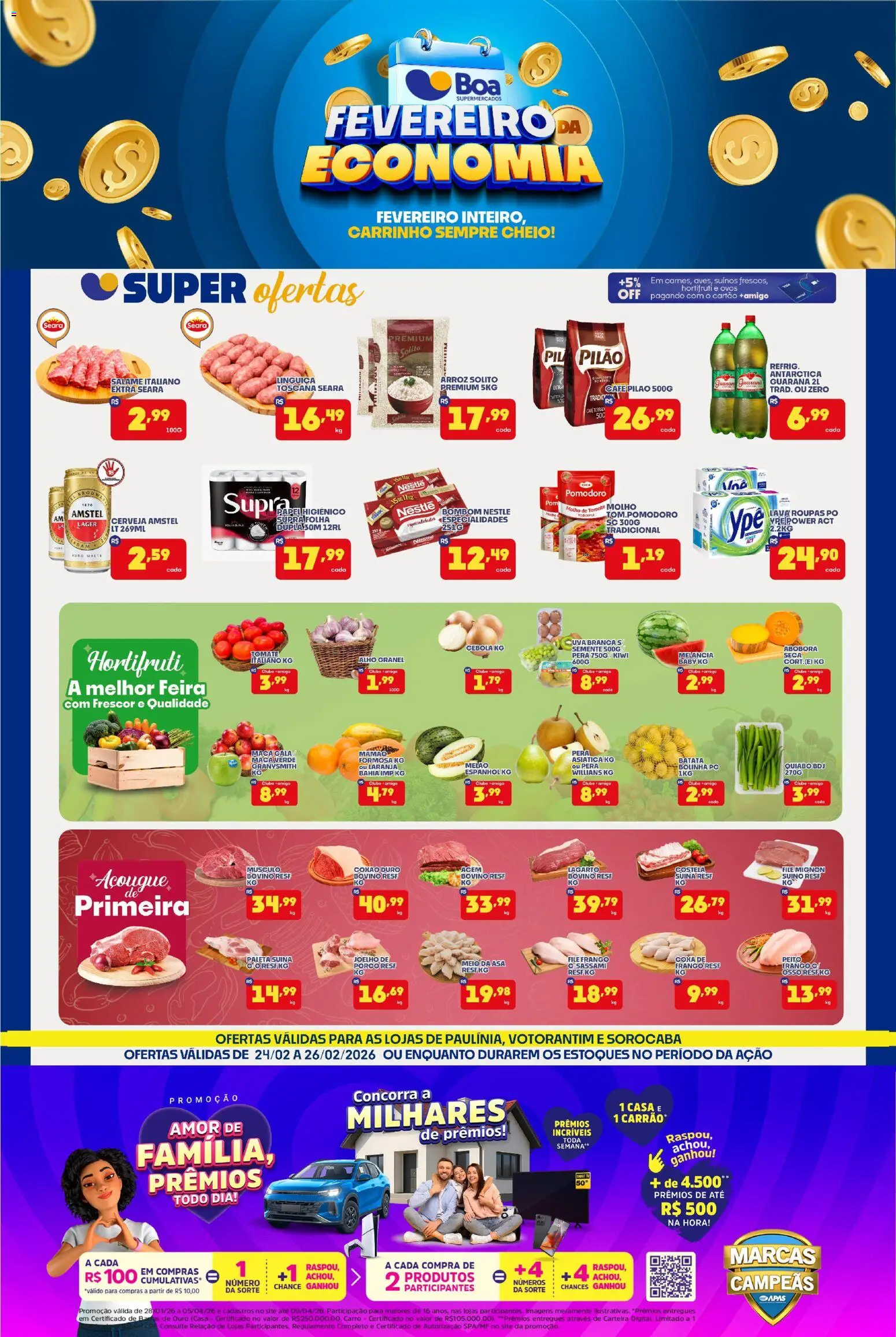 Boa Supermercados Folheto - válido de 24.02.2026 | Página: 1 | Produtos: Melancia, Quiabo, Guaraná, Linguiça
