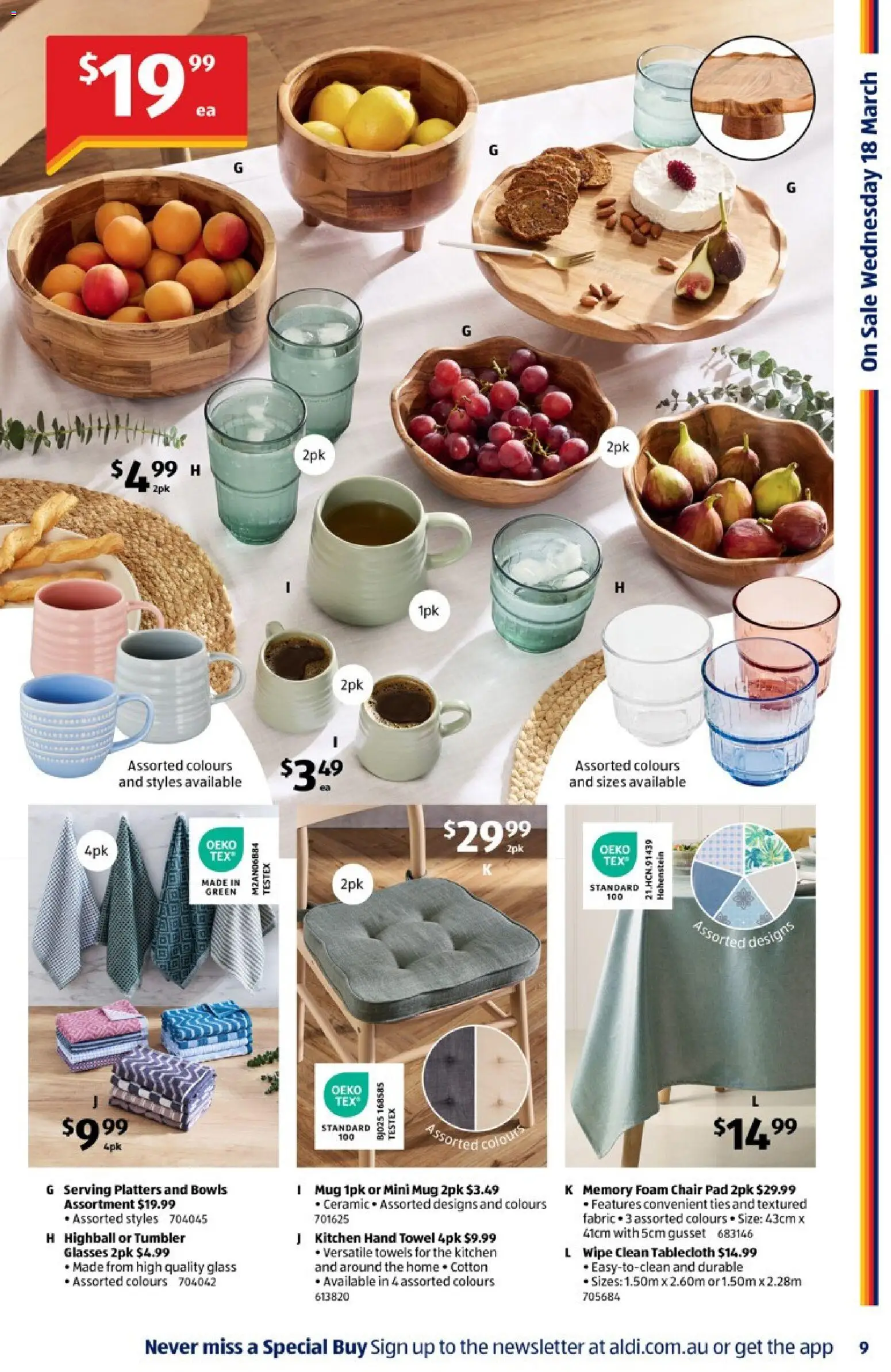 Aldi catalogue - valid from 18.03.2026 | Page: 9 | Products: Chair, Towels, Glasses