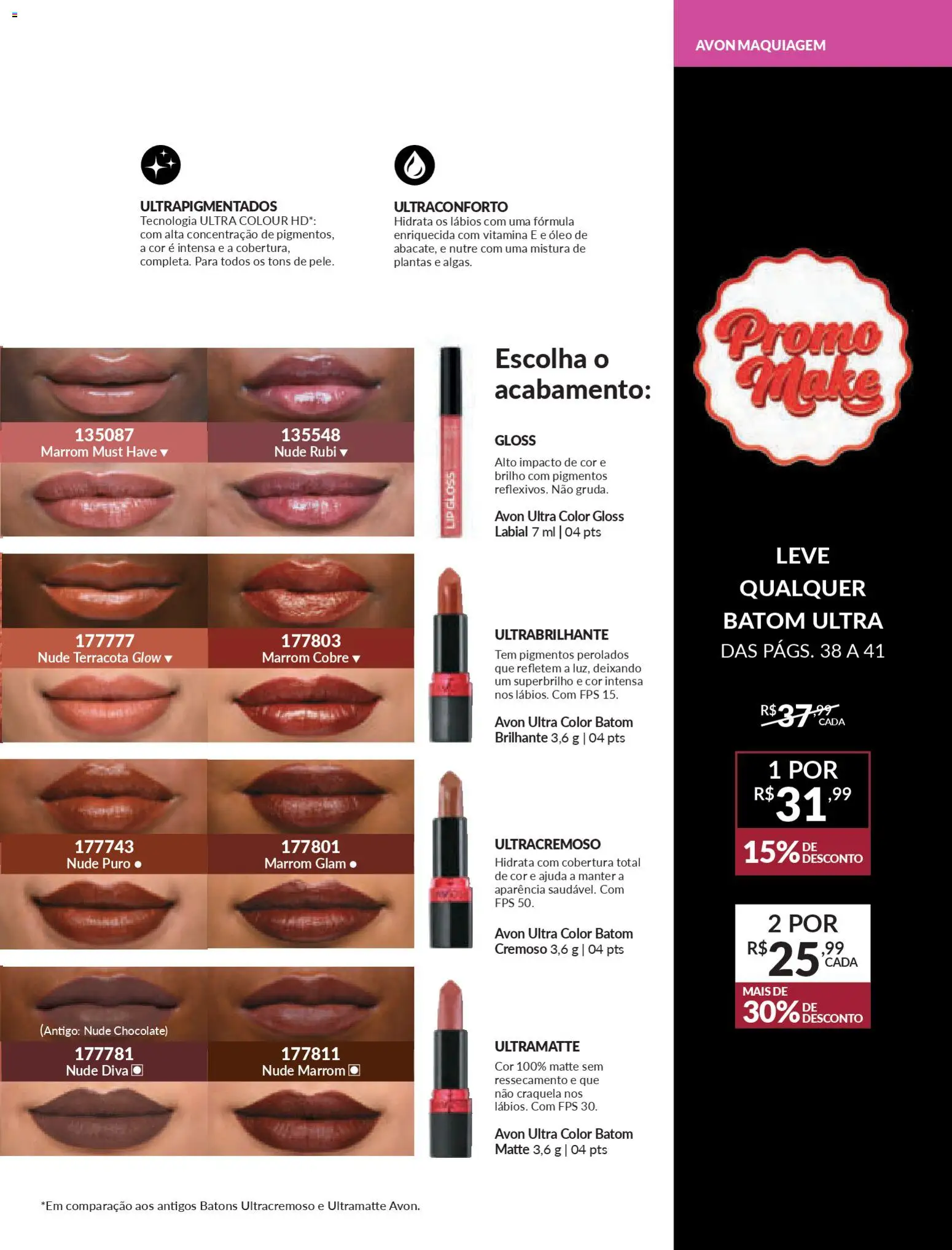 Avon Folheto - válido de 19.12.2025 | Página: 39 | Produtos: Maquiagem, Gloss labial, Óleo, Chocolate