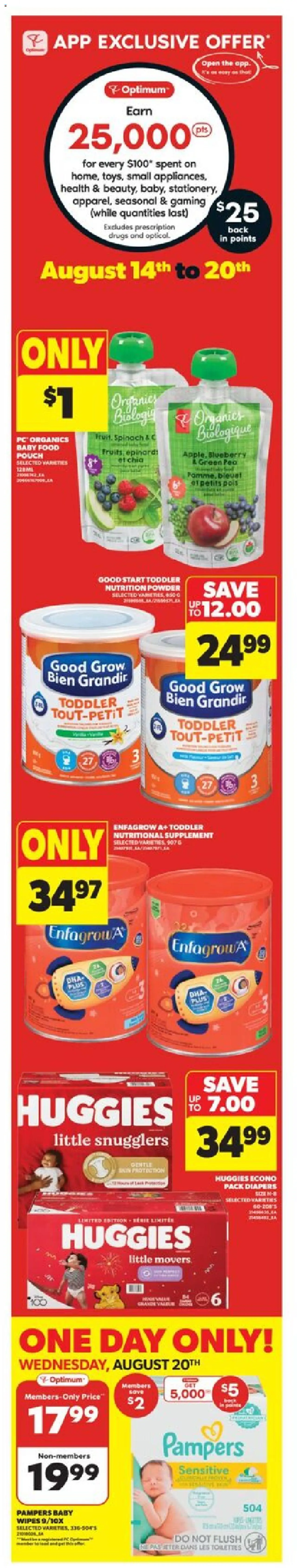 Real Canadian Superstore flyer valid from 14.08.2025 | Page: 1 | Products: PC, Powder