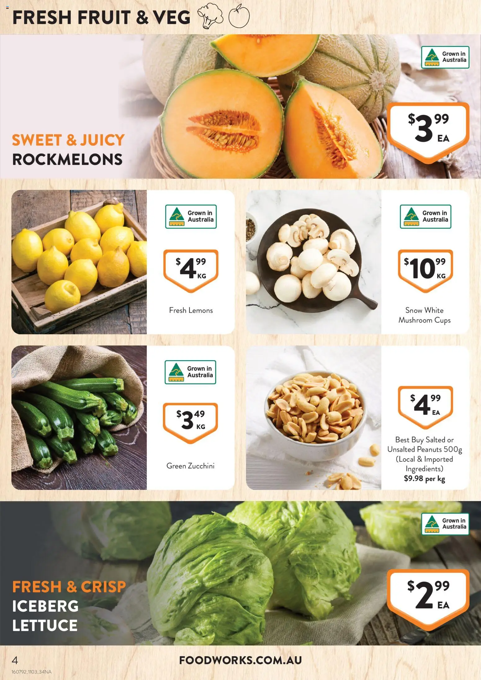 Foodworks catalogue - valid from 11.03.2026 | Page: 4 | Products: Cups, Lettuce, Peanuts, Zucchini