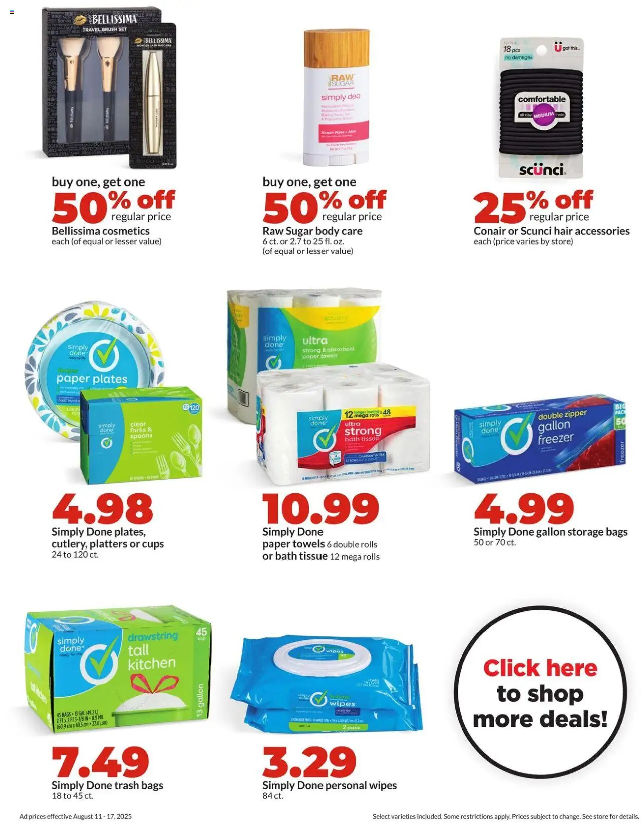 HyVee Weekly Ad - valid from 11.08.2025 | Page: 36 | Products: Bath, Mascara, Sugar, Freezer