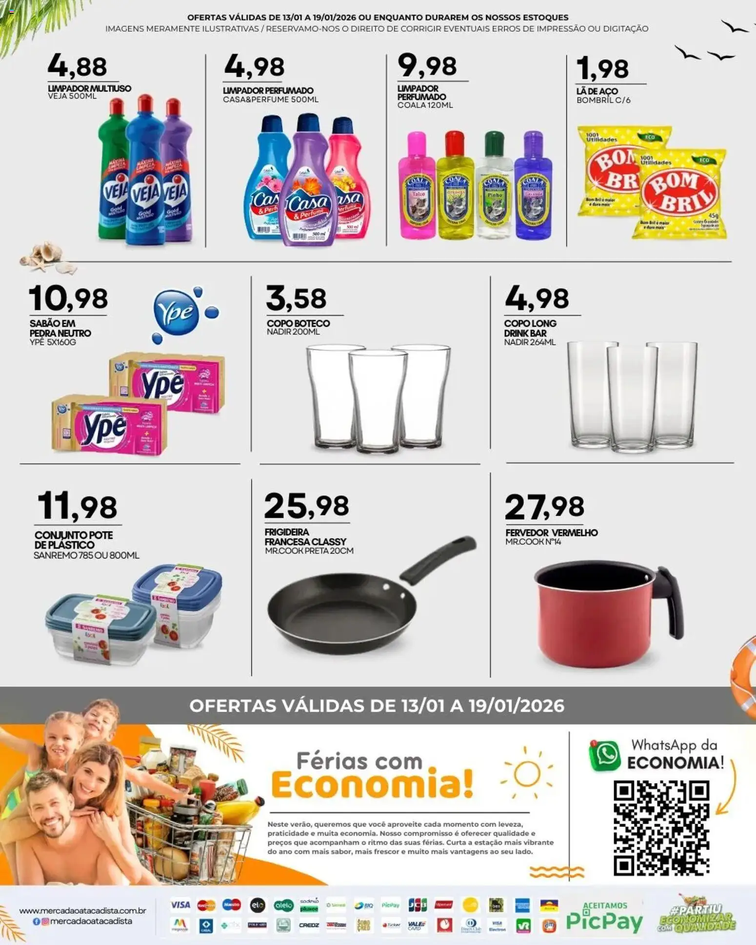 Mercadão Atacadista Folheto - válido de 13.01.2026 | Página: 12 | Produtos: Frigideira, Limpador multiuso, Sabão, Piano
