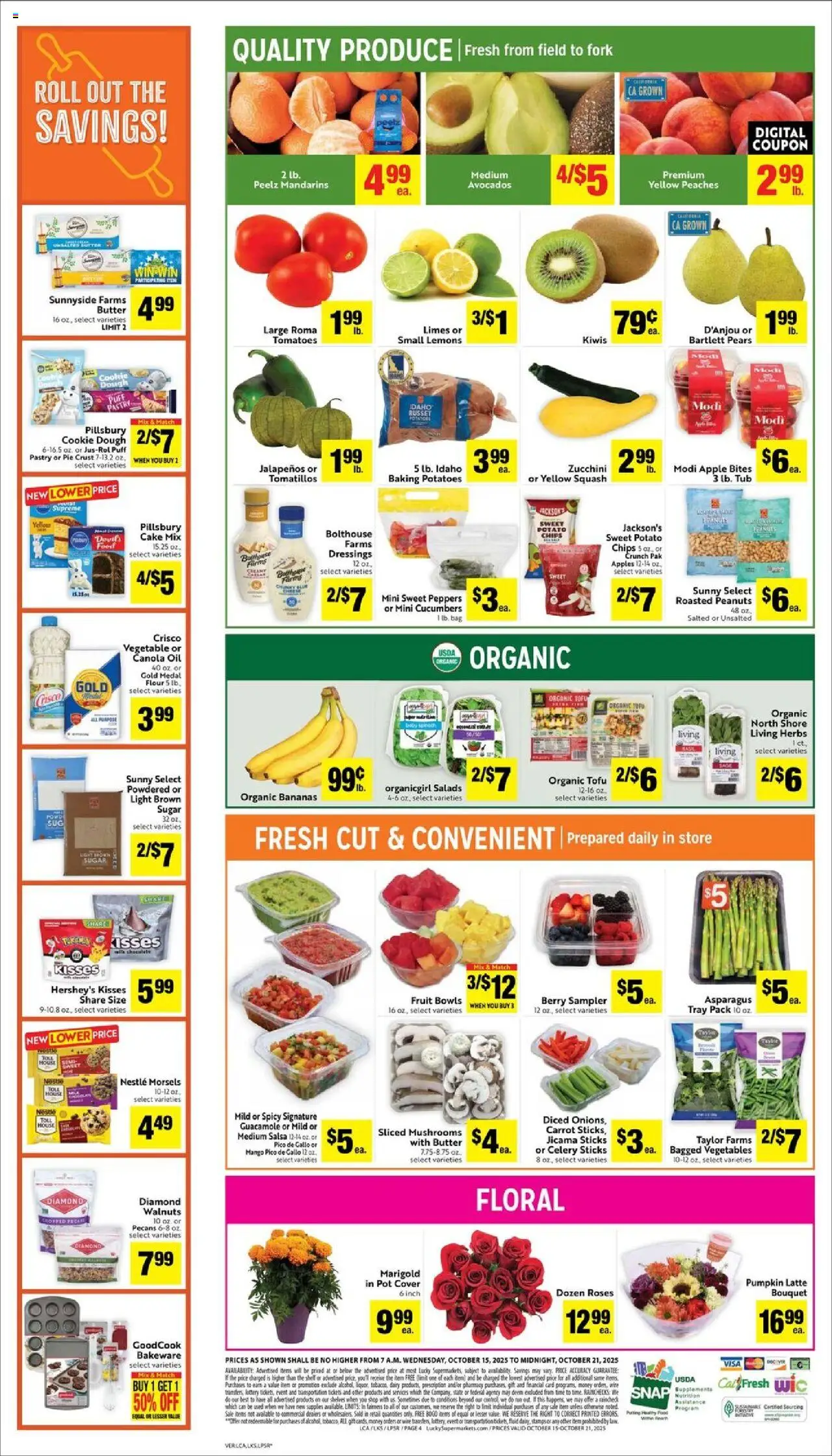 Lucky Supermarkets Weekly - AK - valid from 15.10.2025 | Page: 4 | Products: Mushrooms, Wire, Pumpkin, Bag