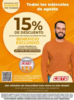 Vista previa Coto 15% de descuento válido desde el 06.08.2025