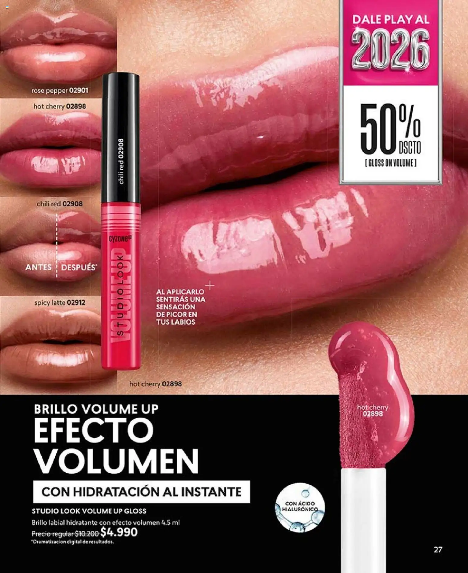 Catálogo CyZone Campaña 1 │ válido desde el 01.01.2026 | Página: 27 | Productos: Brillo, Labial
