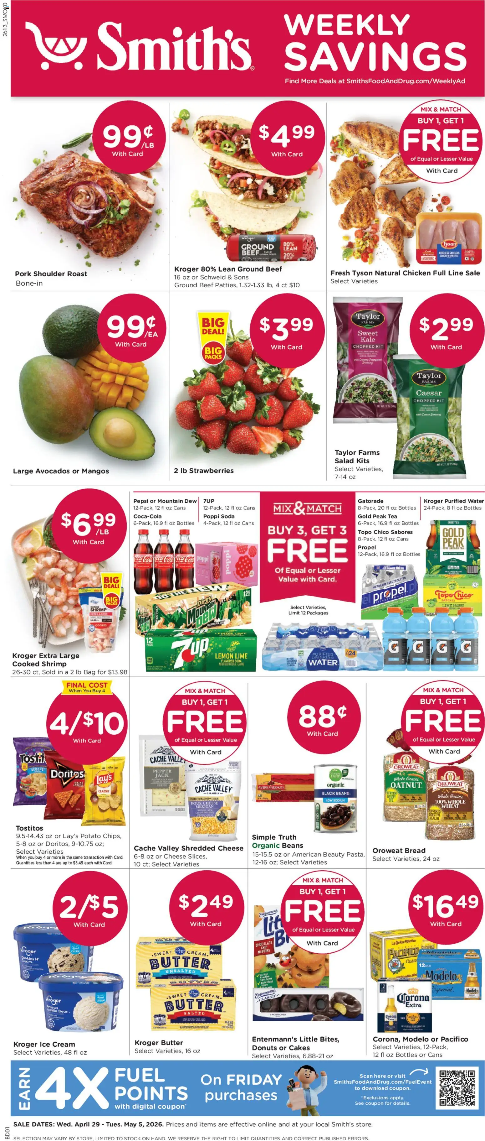 Smith's Weekly Ad - WY - valid from 29.04.2026 | Page: 1 | Products: Beef, Cream, Ice cream, Lime