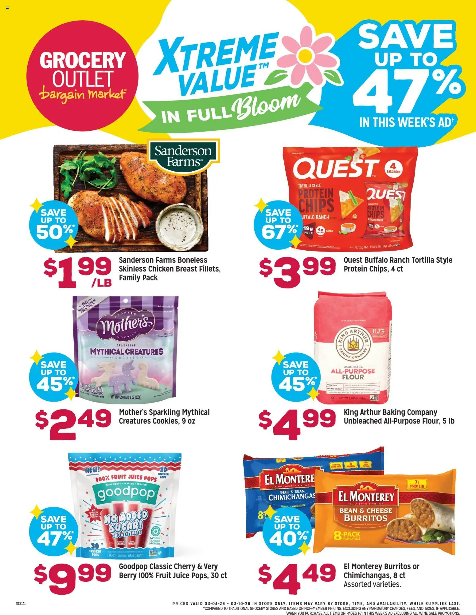 Grocery Outlet Weekly Ad - CA - valid from 04.03.2026 | Page: 2 | Products: Juice, Chips, Cookies, Freezer