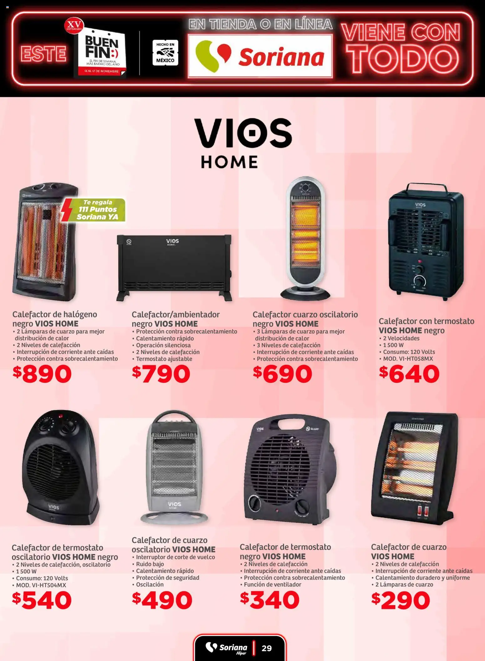 Nuevas ofertas de Soriana válidas en toda la República Mexicana desde el 13.11.2025. ¡Encuentra las mejores ofertas en Soriana Buen Fin ! | Página: 29 | Productos: Ventilador, Té, Calefactor