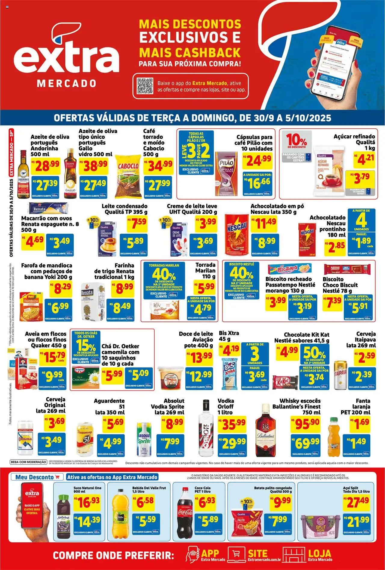 Extra Folheto - válido de 30.09.2025 | Página: 1 | Produtos: Pó, Biscoito, Aveia, Açaí