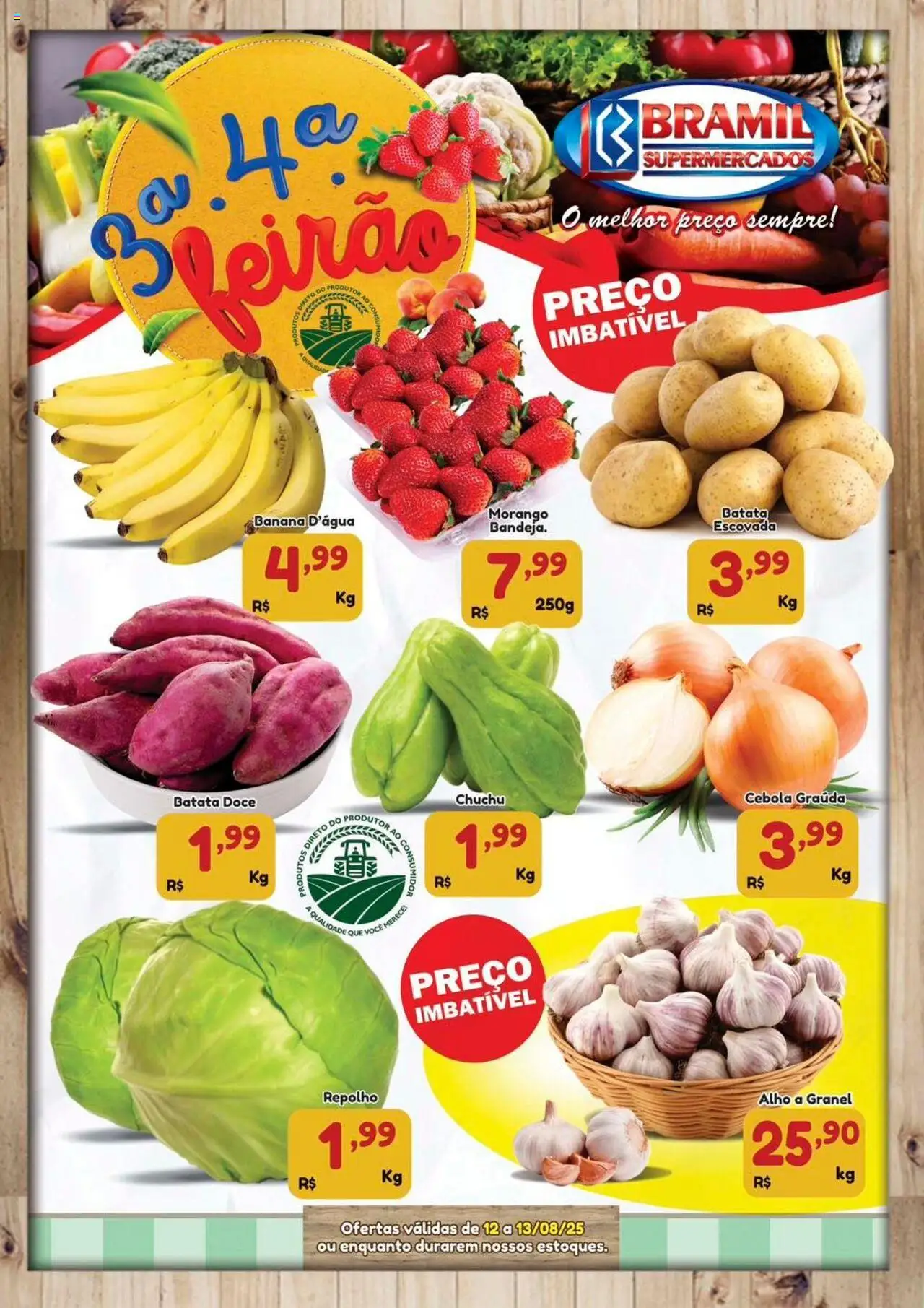 Bramil Supermercados Folheto - válido de 12.08.2025 | Página: 1 | Produtos: Chuchu, Cebola, Repolho, Batata