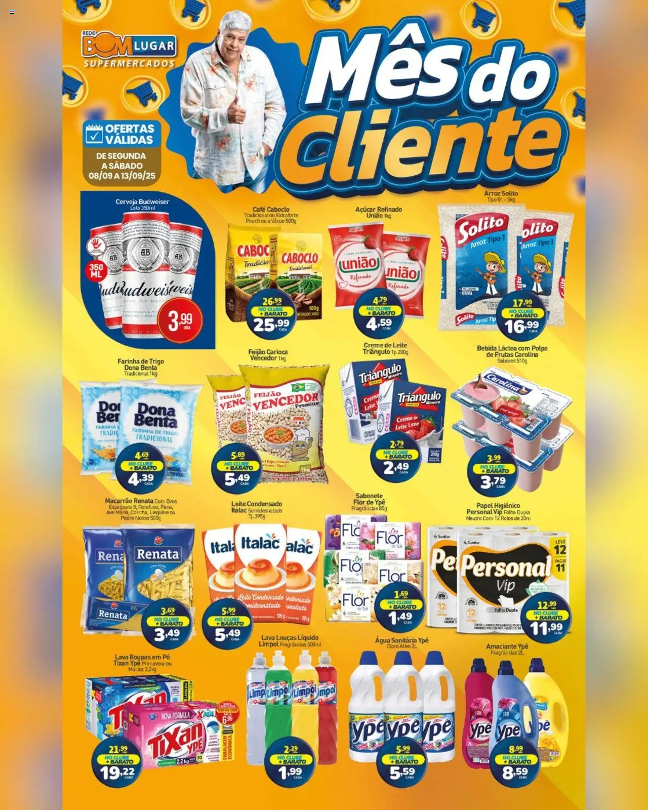 Rede Bom Lugar Folheto - válido de 08.09.2025 | Página: 1 | Produtos: Feijão, Ovos, Arroz, Sabonete