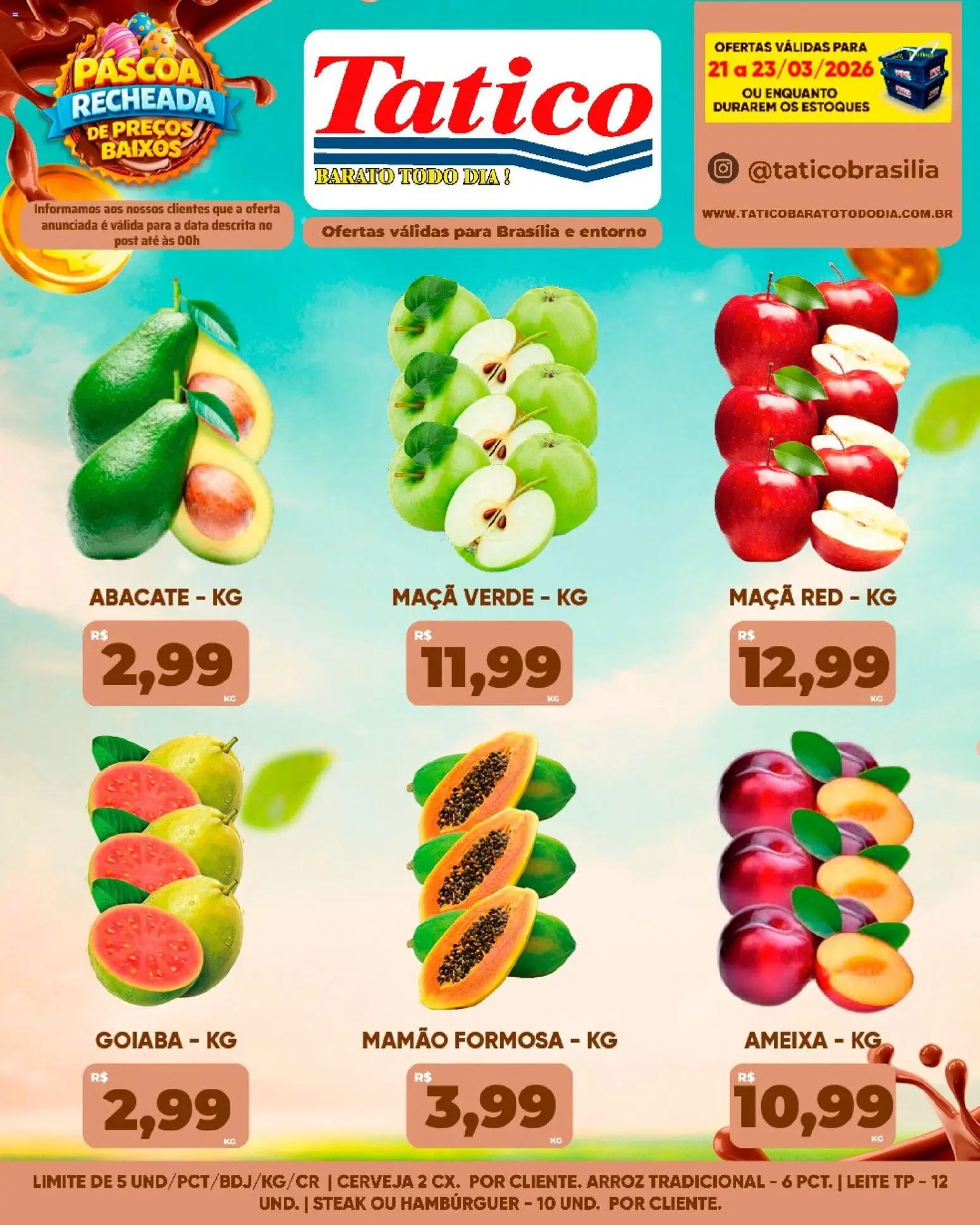 Tatico Folheto - válido de 24.03.2026 | Página: 13 | Produtos: Goiaba, Leite, Hambúrguer, Mamão