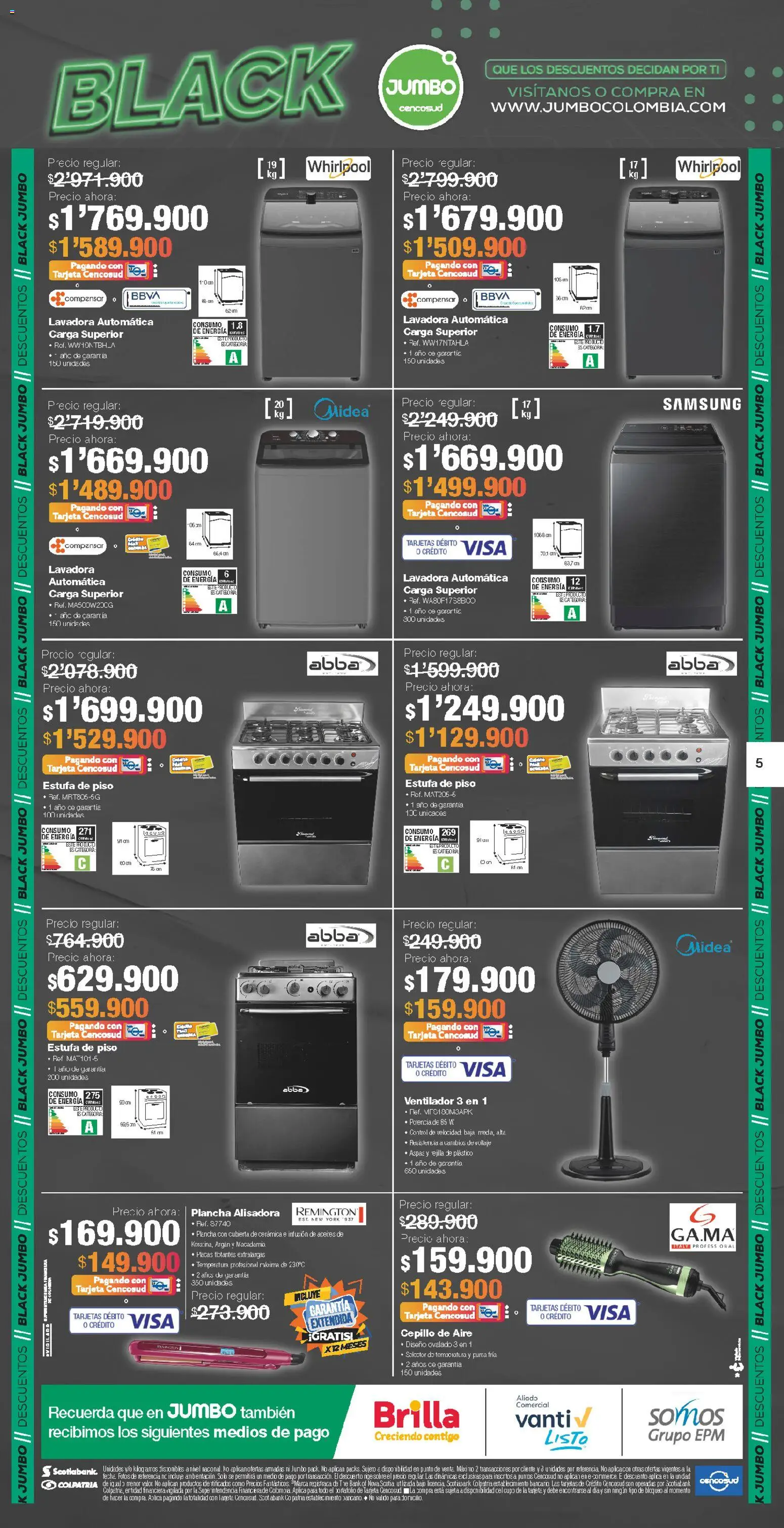 Jumbo revista - valida desde el 27.11.2025 | Página: 5 | Productos: Plancha, Estufa, Lavadora, Cerámica