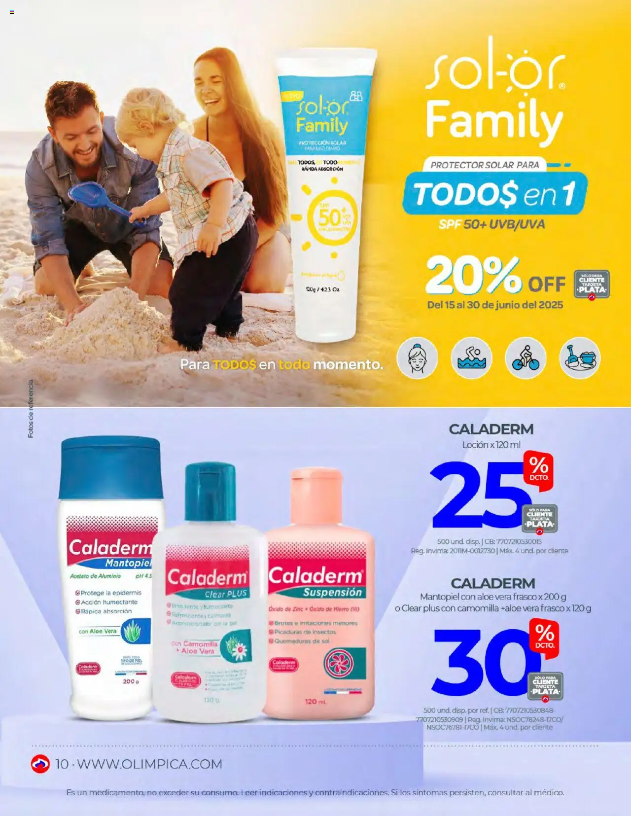 Olímpica revista - valida desde el 01.06.2025 | Página: 10 | Productos: Frasco, Loción, Protector solar, Loción tonificante