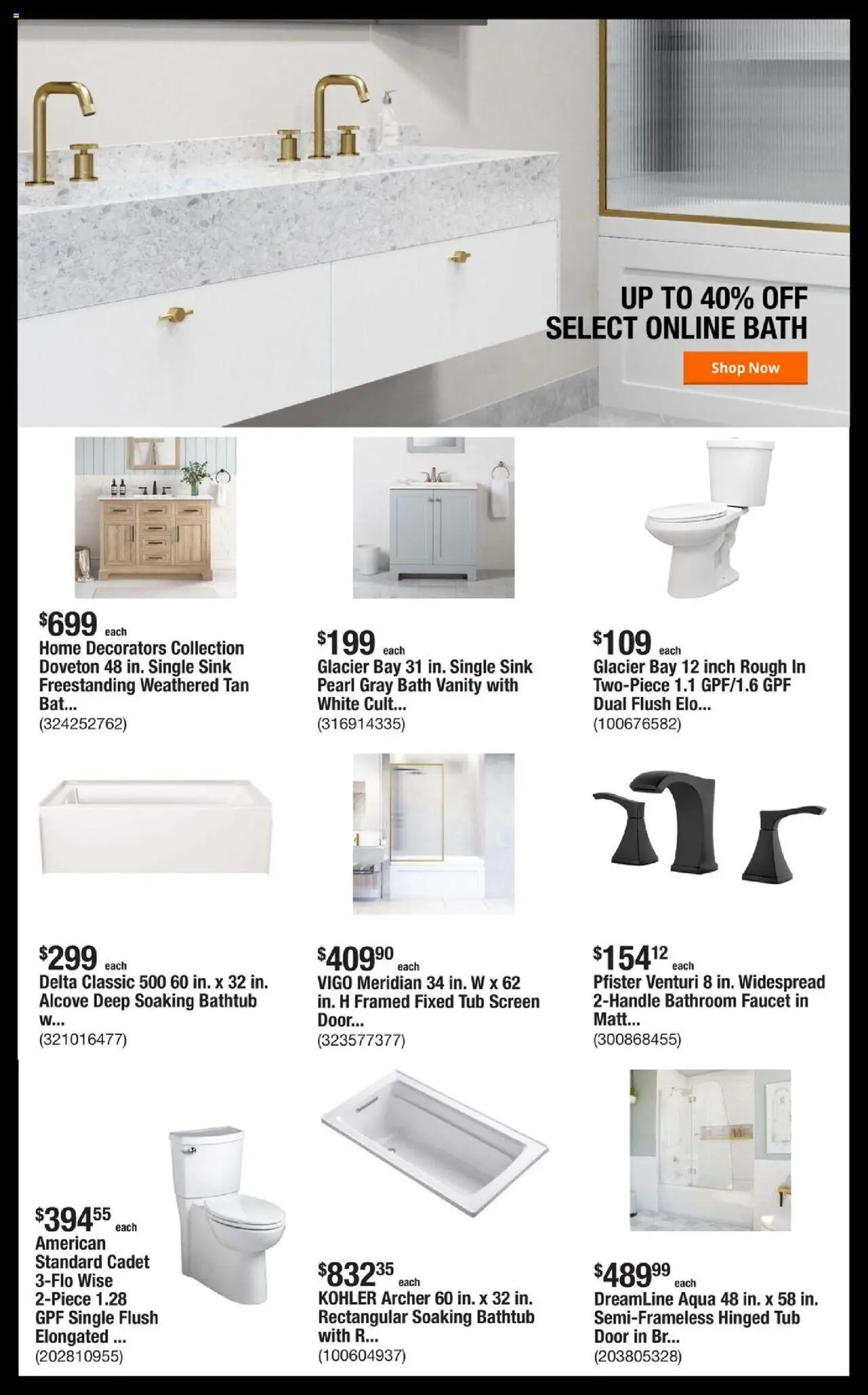 Home Depot Shop Pro Ad - valid from 04.08.2025 | Page: 2 | Products: Bath, Bathtub