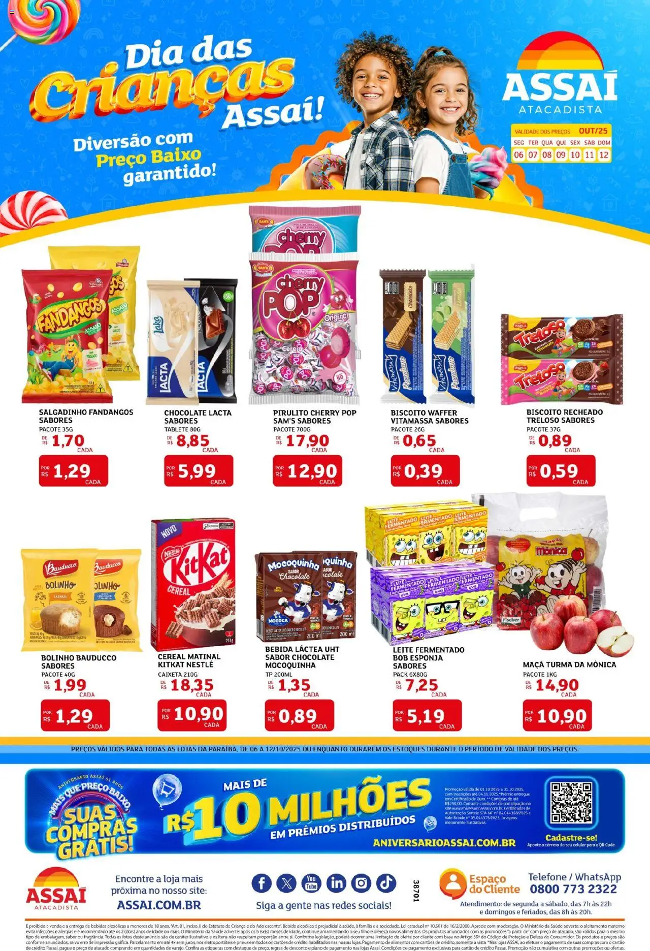 Assaí Atacadista Folheto - válido de 06.10.2025 | Página: 1 | Produtos: Chocolate, Base, Baixo, Telefone
