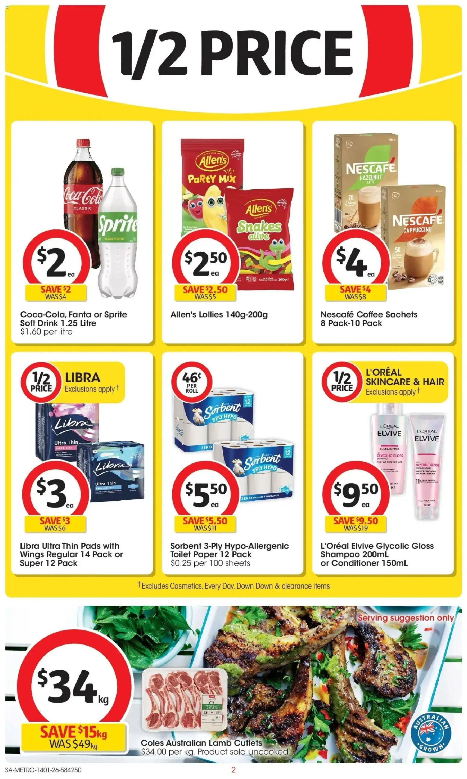 Coles catalogue - valid from 14.01.2026 | Page: 2 | Products: Coffee, Lamb, Coca Cola, Lollies