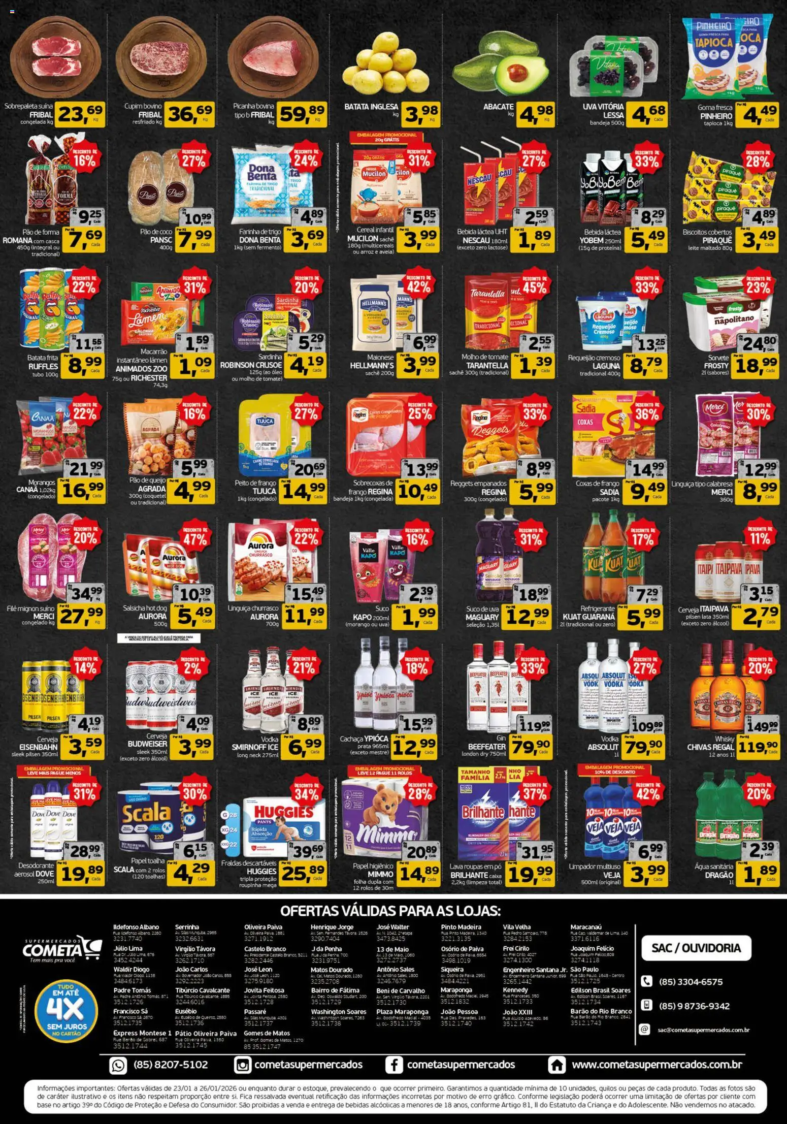 Cometa Supermercados Folheto - válido de 23.01.2026 | Página: 2 | Produtos: Tapioca, Leite, Pão, Frango