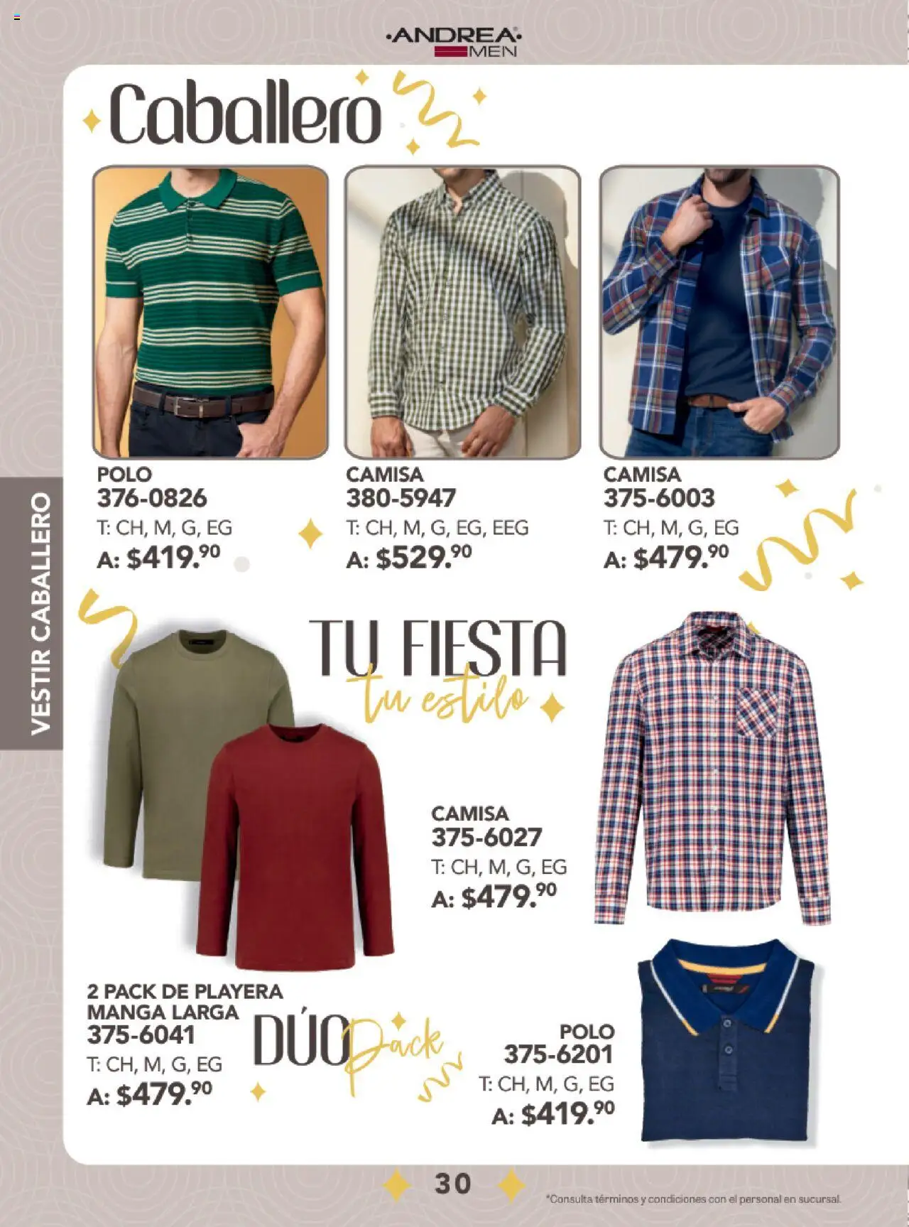 Nuevas ofertas de Andrea válidas en toda la República Mexicana desde el 24.08.2025. ¡Encuentra las mejores ofertas en Andrea - Catálogo Fiestas y Celebraciones! | Página: 30 | Productos: Camisa, Manga, Playera