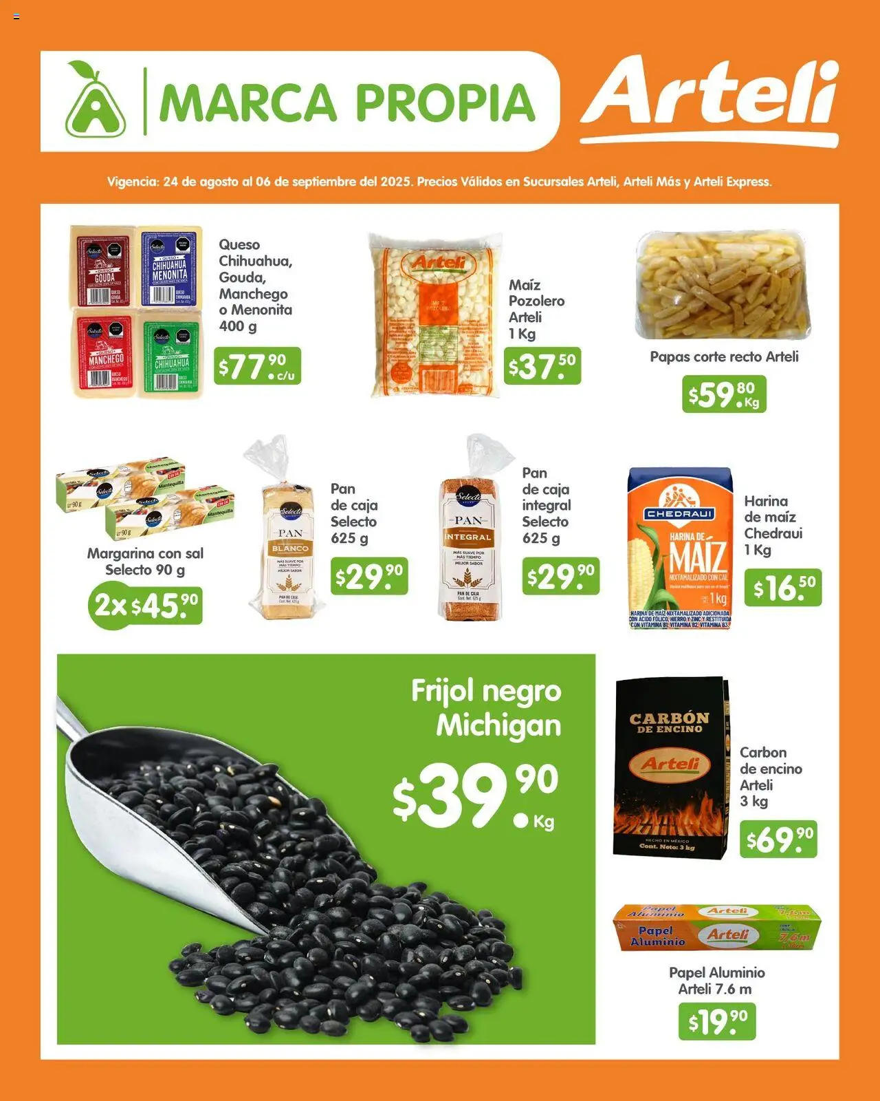 Nuevas ofertas de Arteli válidas en toda la República Mexicana desde el 24.08.2025. ¡Encuentra las mejores ofertas en Arteli - Folleto Quincenal! | Página: 3 | Productos: Maíz, Pan, Margarina, Caja