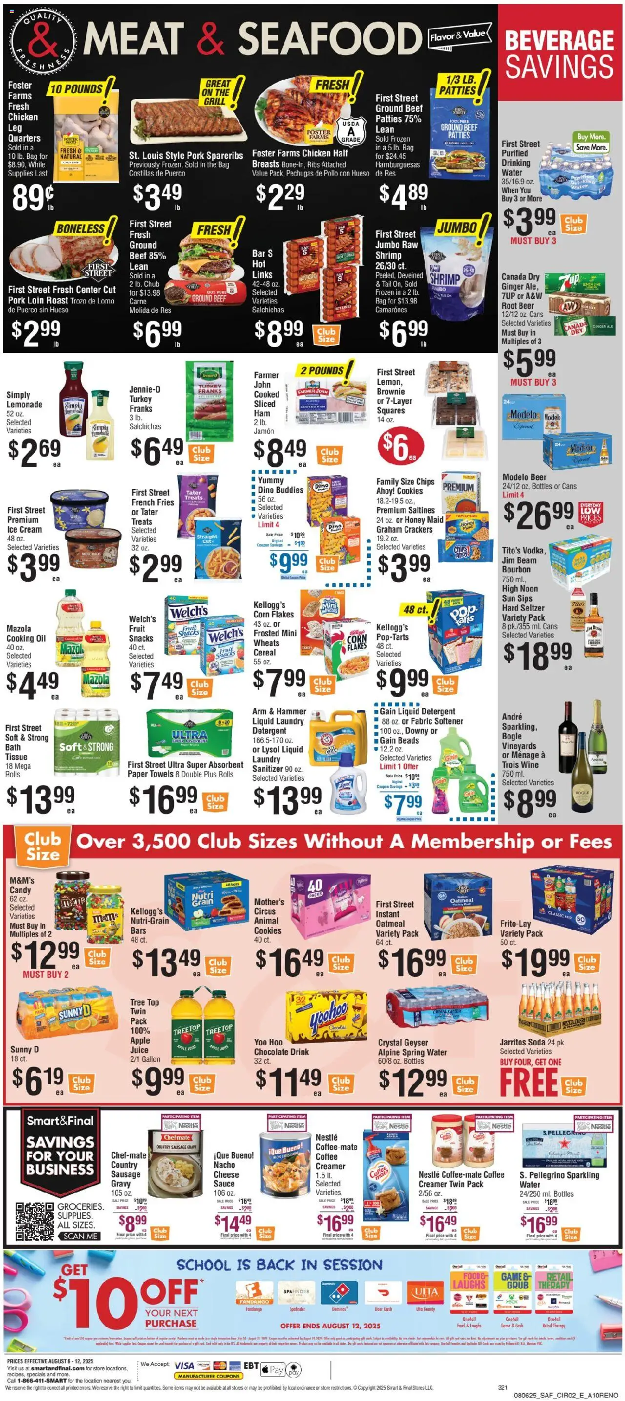 Smart & Final Weekly Ad - valid from 06.08.2025 | Page: 3 | Products: Beer, Beef, Ice cream, Sauce