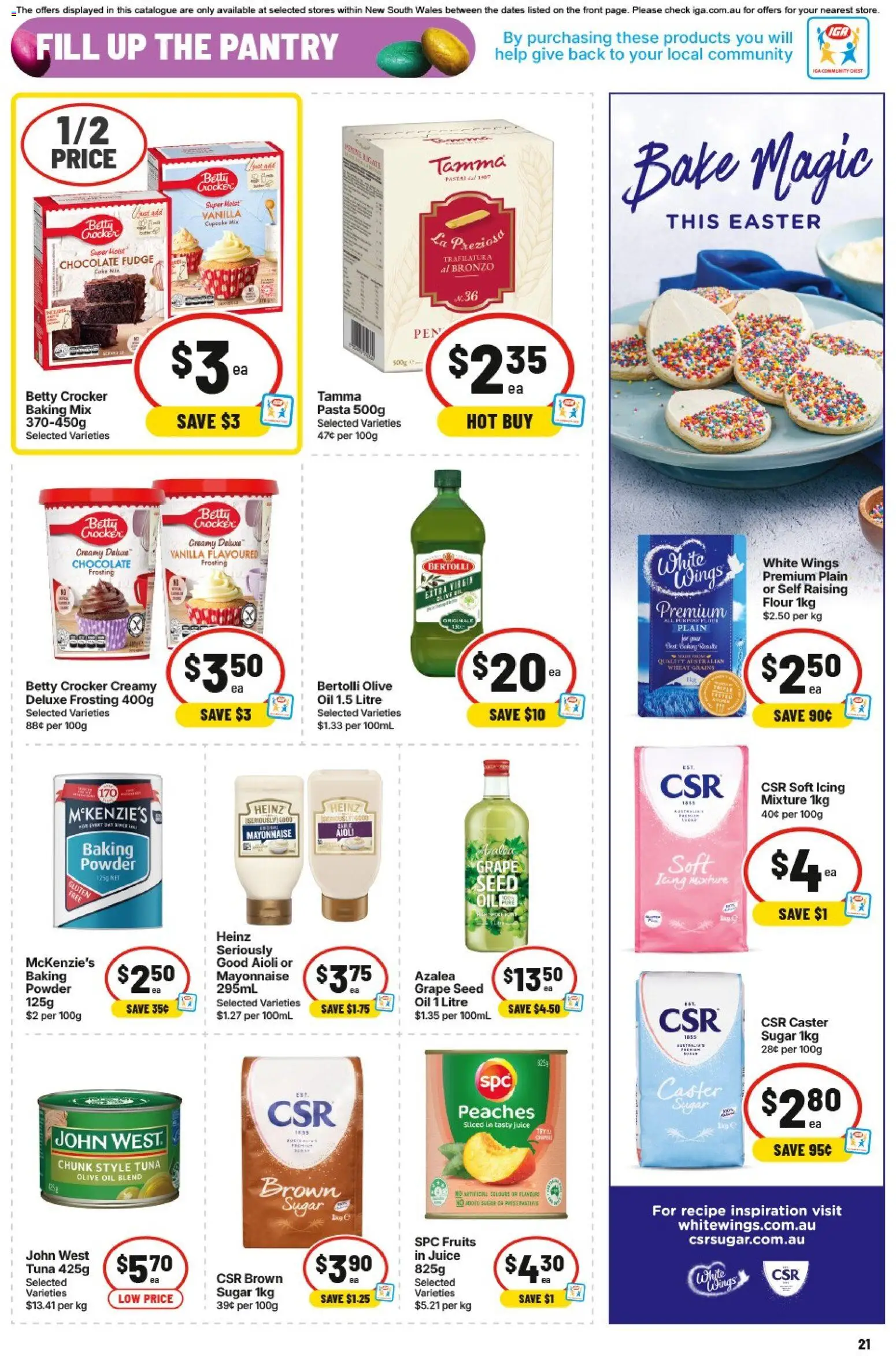 IGA catalogue - valid from 01.04.2026 | Page: 24 | Products: Flour, Chocolate, Juice, Pasta