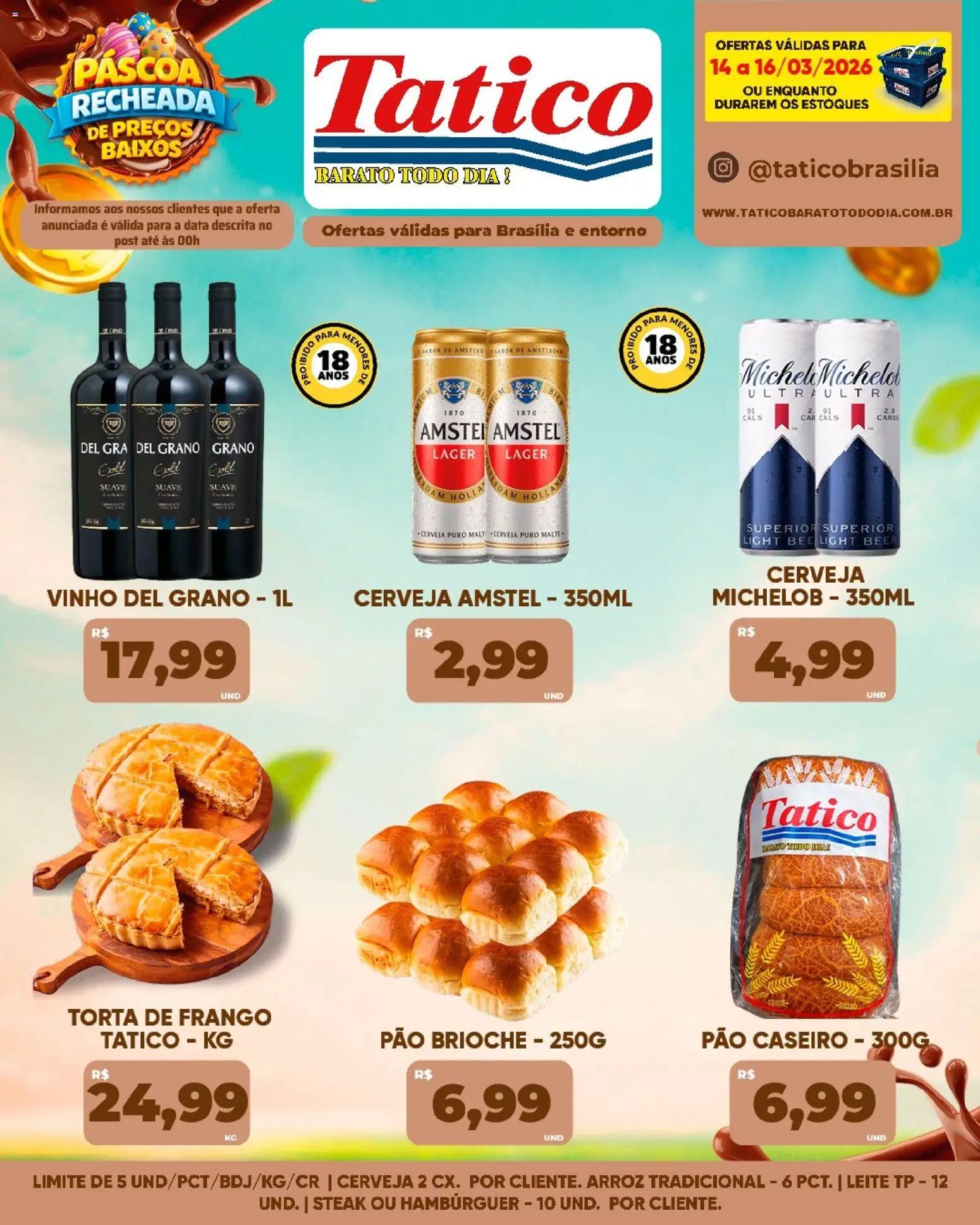 Tatico Folheto - válido de 14.03.2026 | Página: 6 | Produtos: Leite, Pão, Arroz, Frango