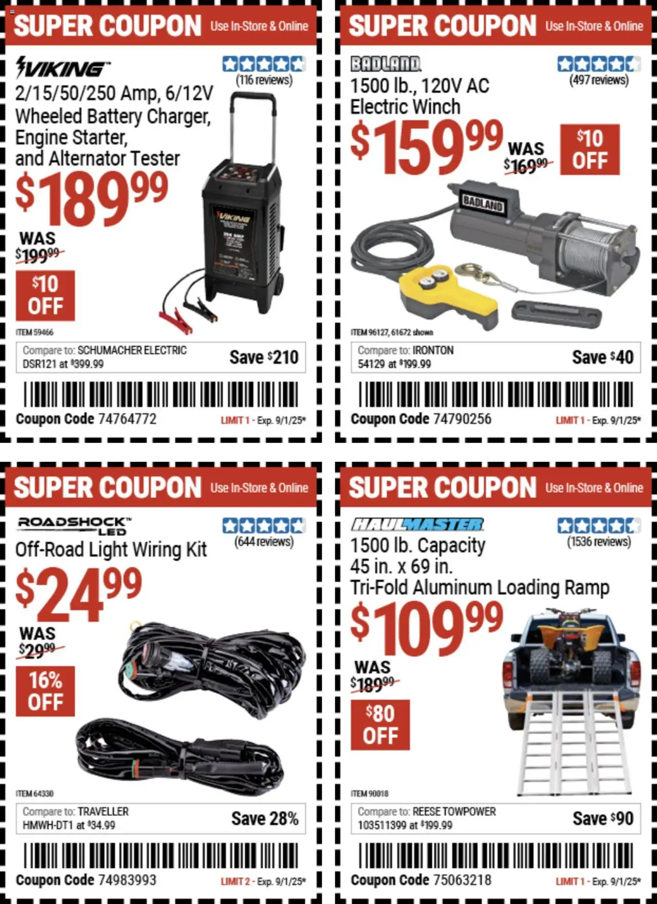 Harbor Freight Summer Coupons - valid from 18.08.2025 | Page: 8 | Products: Ramp, Battery, Alternator