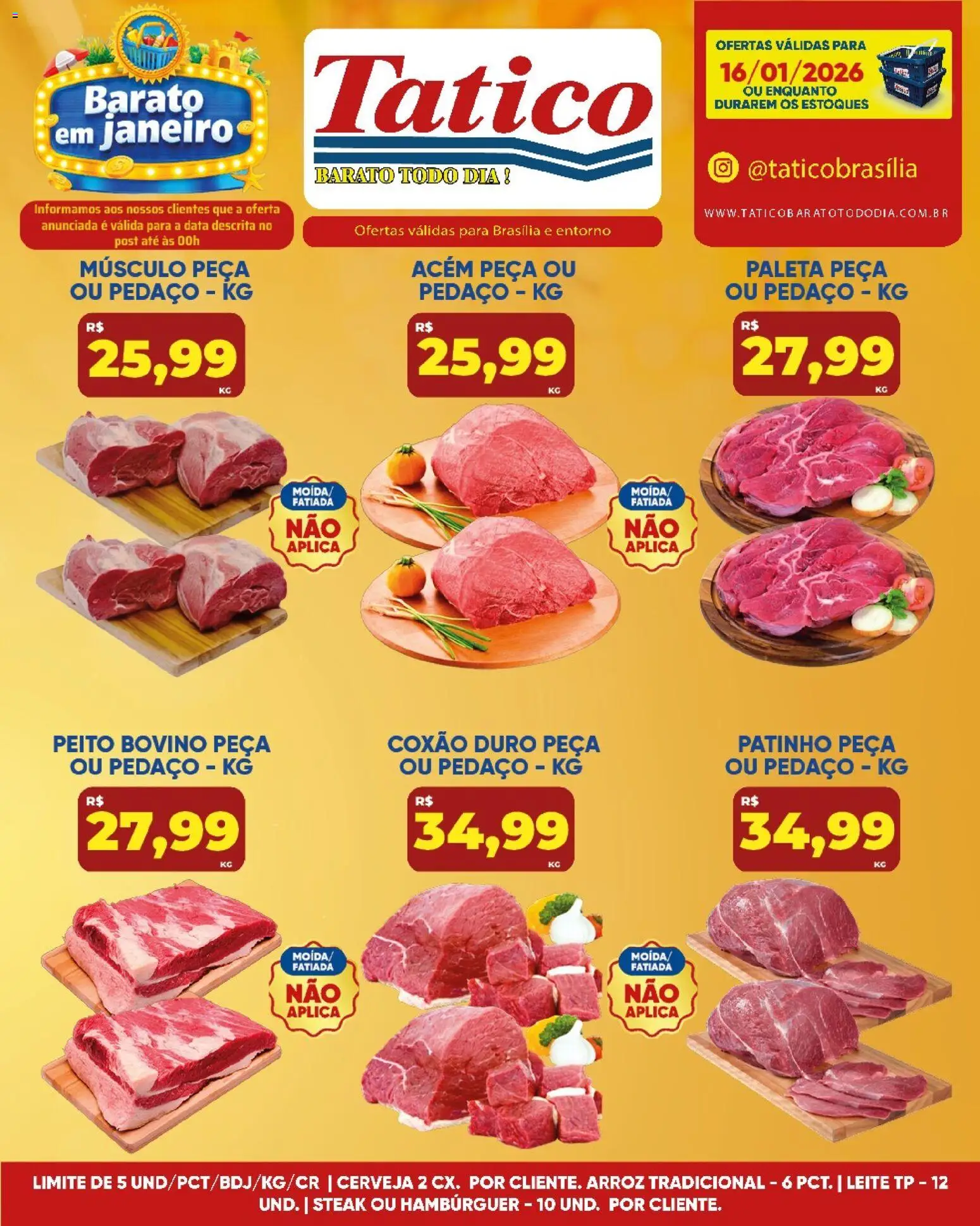 Tatico Folheto - válido de 17.01.2026 | Página: 29 | Produtos: Acém, Leite, Arroz, Hambúrguer