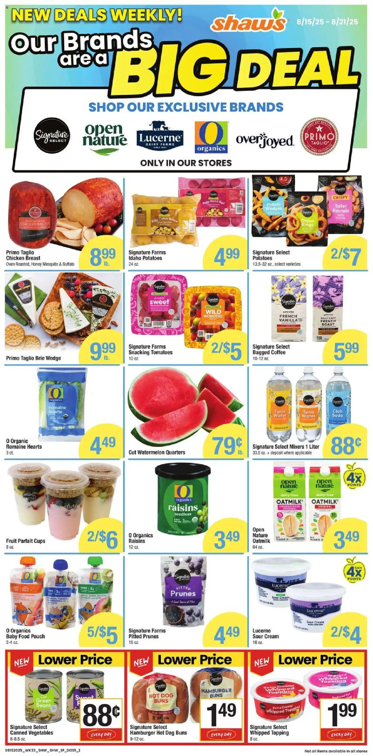Shaw's Additional Savings - valid from 15.08.2025 | Page: 2 | Products: Romaine, Tomatoes, Water, Watermelon