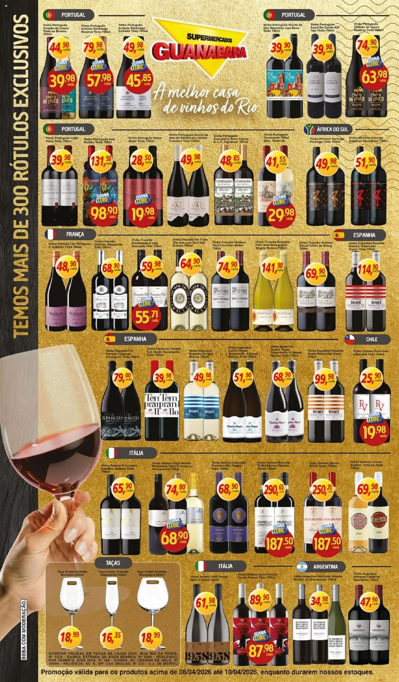 Supermercados Guanabara Folheto - válido de 08.04.2026 | Página: 5 | Produtos: Espumante, Taças, Vinho, Chapéu