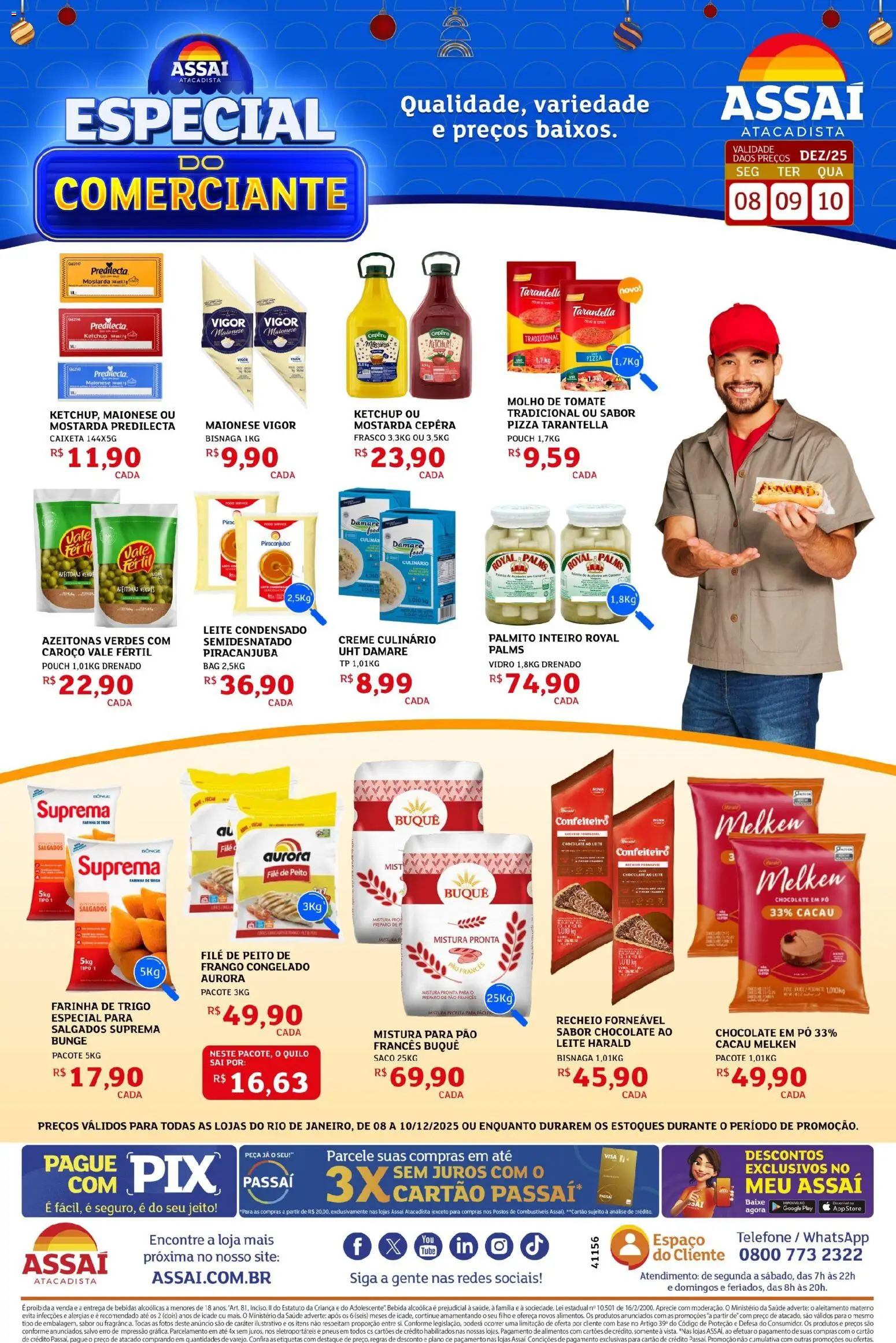 Assaí Atacadista Folheto - válido de 08.12.2025 | Página: 1 | Produtos: Pó, Pizza, Telefone, Leite condensado