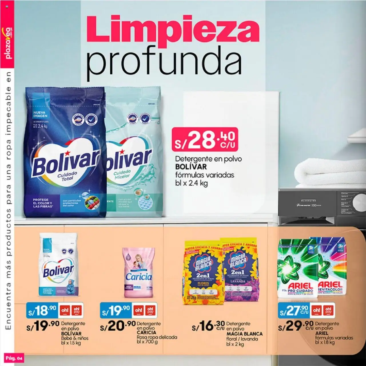 Catálogo Plaza Vea válido desde 04.08.2025 | Página: 4 | Productos: Detergente, Ropa, Polvo