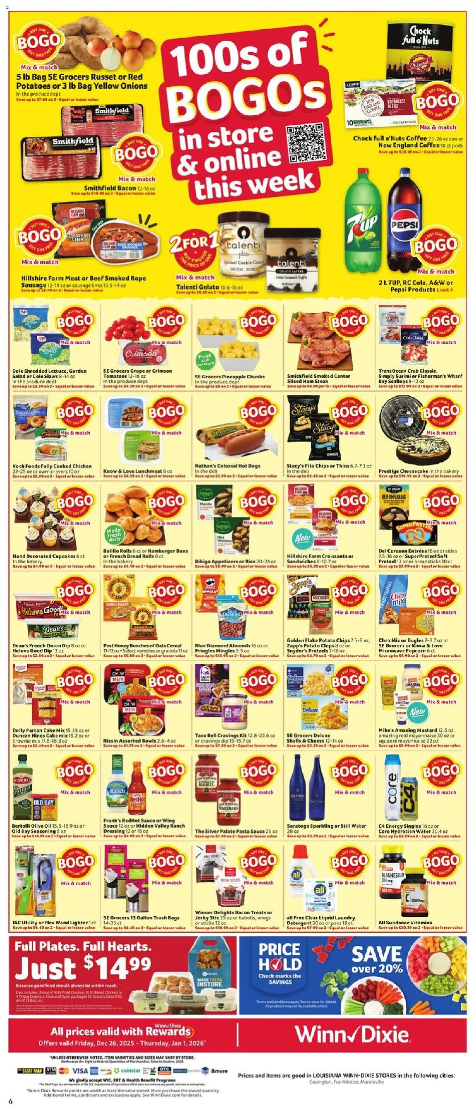 Winn Dixie Weekly Ad - valid from 26.12.2025 | Page: 6 | Products: Bakery, Cheese, Pasta, Sausage