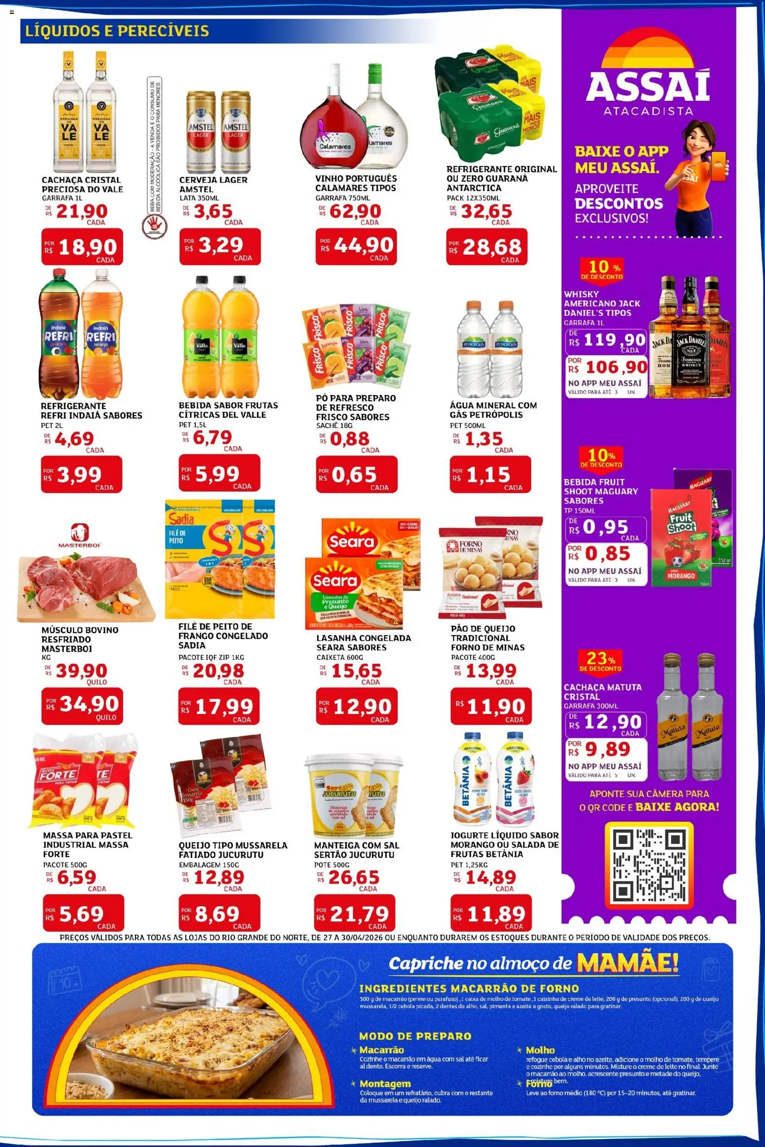Assaí Atacadista Folheto - válido de 27.04.2026 | Página: 3 | Produtos: Caixa, Iogurte, Presunto, Lasanha