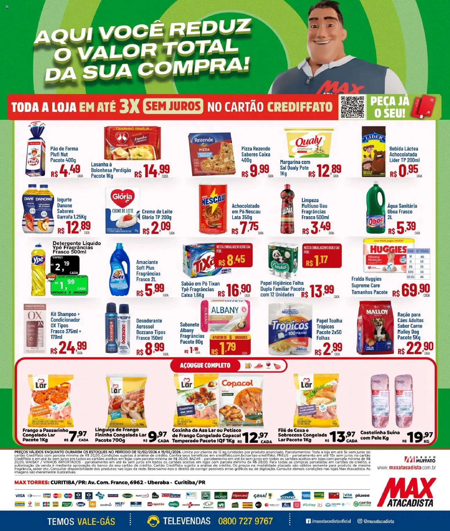 Max Atacadista Folheto - válido de 12.02.2026 | Página: 2 | Produtos: Papel toalha, Desodorante, Carne, Margarina