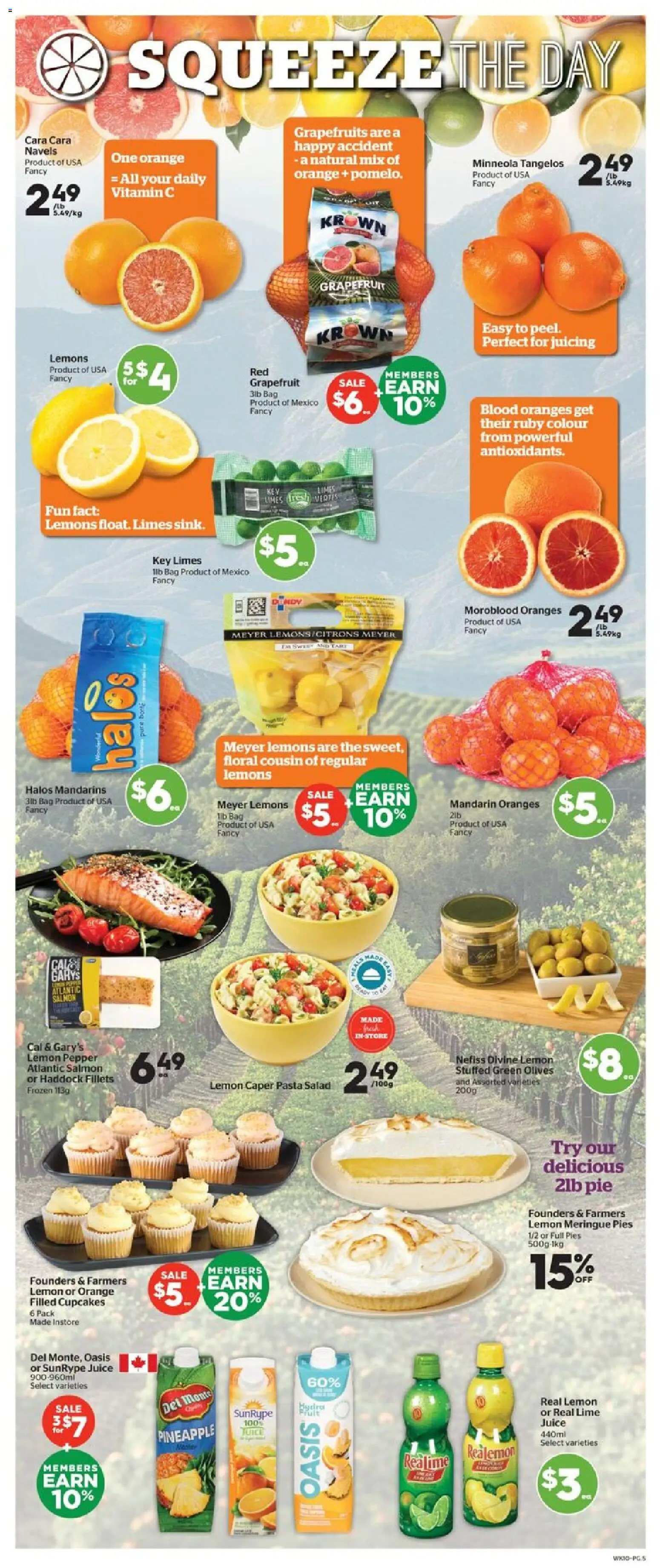 Calgary Co-op flyer valid from 08.01.2026 | Page: 5 | Products: Pineapple, Salad, Bag, Oranges